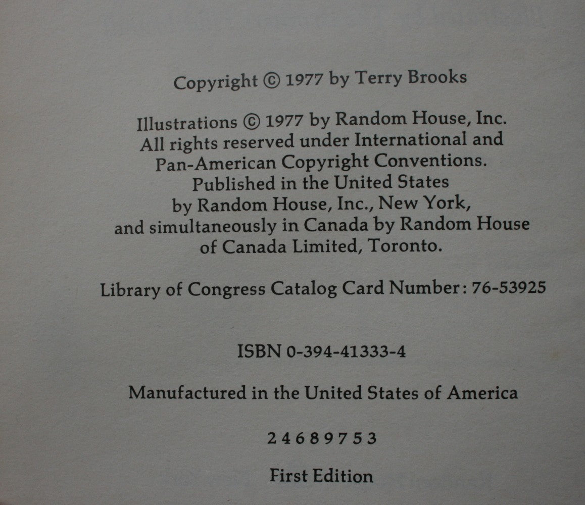 The Sword of Shannara. 1977, First Edition. By Terry Brooks, Illustrated by The Brothers Hildebrandt.