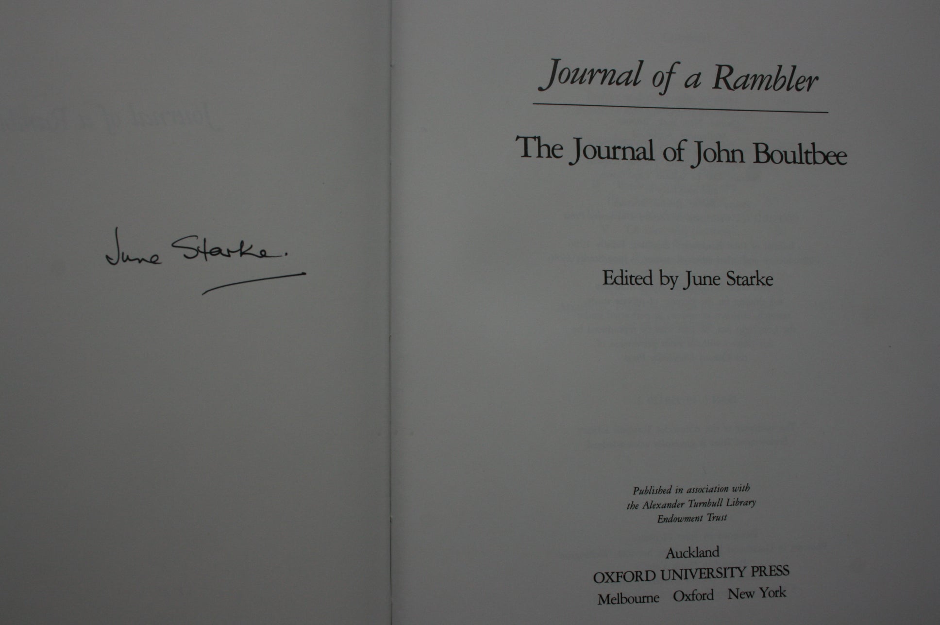 The Journal of a Rambler. The Journal of John Boultbee. SIGNED. 1986. FIRST EDITION. VERY SCARCE.