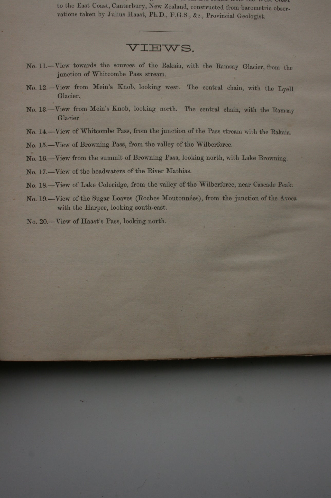 Report on the Headwaters of the River Rakaia. 1867. INSCRIBED BY AUTHOR.