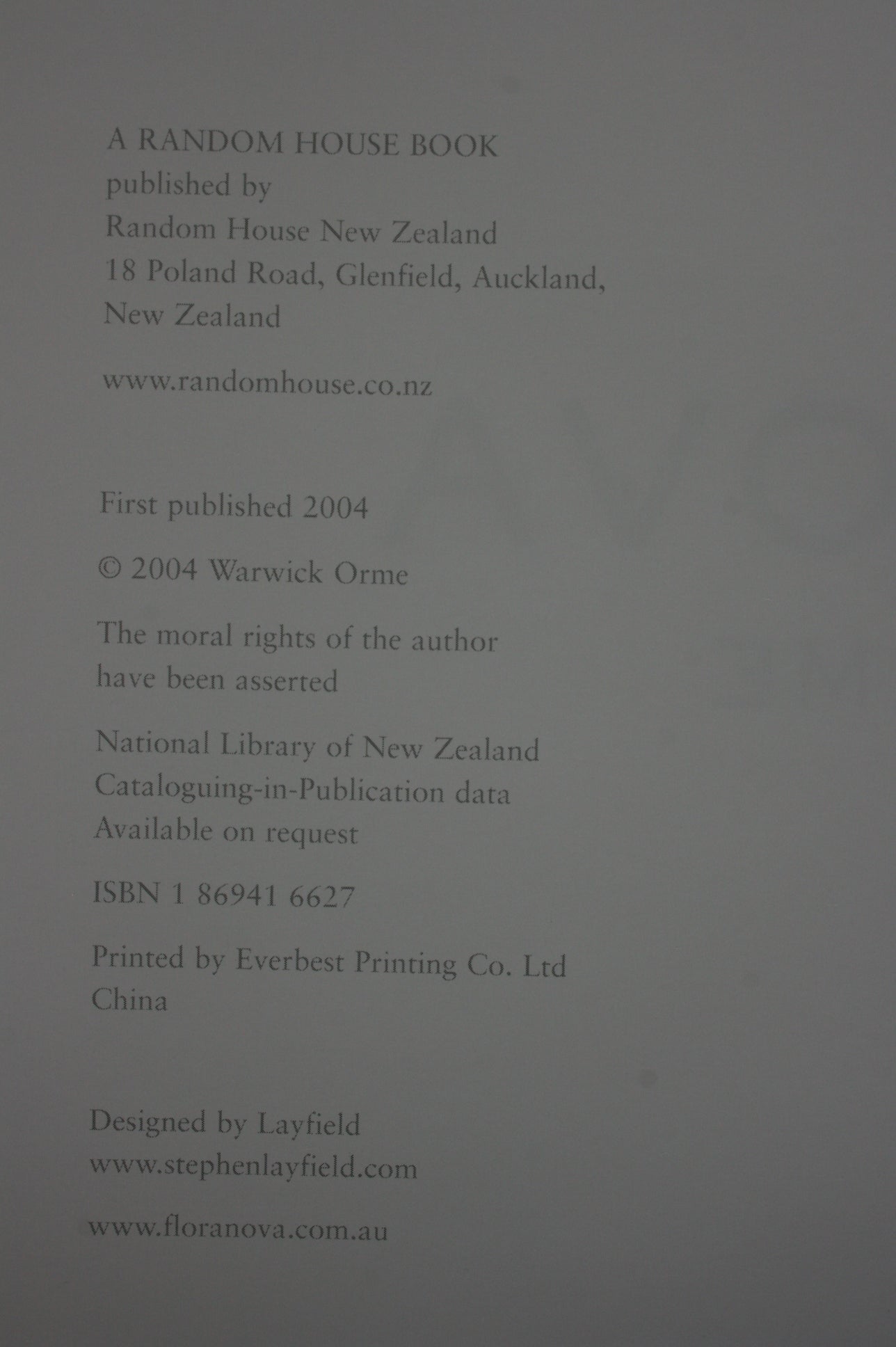 Floranova By Warwick Orme. 2004, first edition.