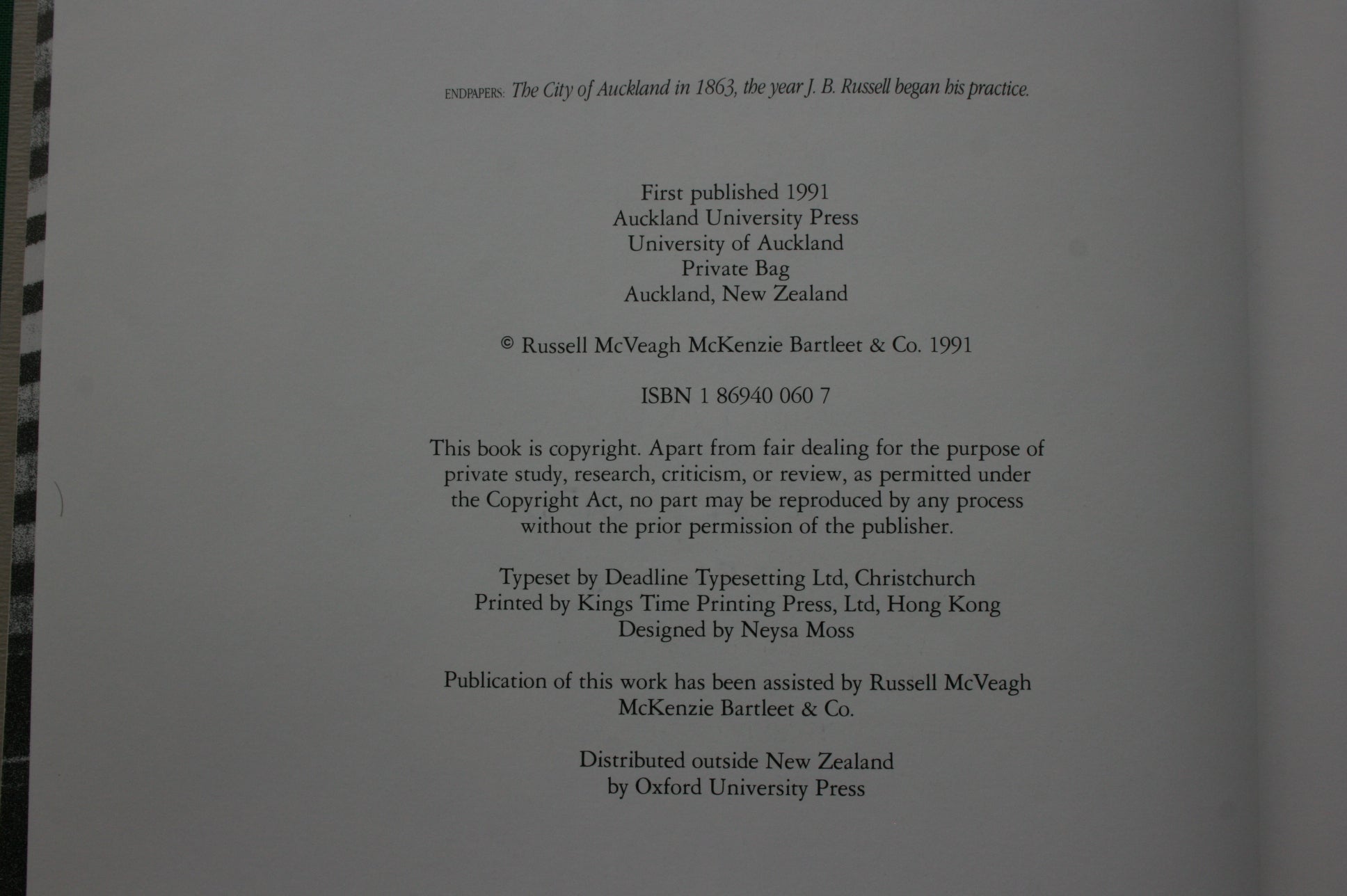 The Making of Russell McVeagh The First 125 Years of the Practice of Russell McVeagh McKenzie Bartleet & Co. 1863-1988 by R C J Stone.