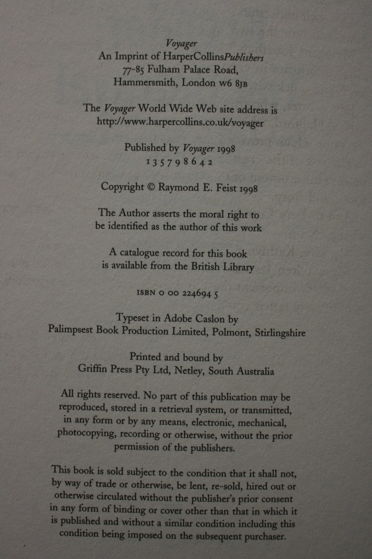 Krondor the Betrayal By Raymond E. Feist. 1998, First Edition, First printing