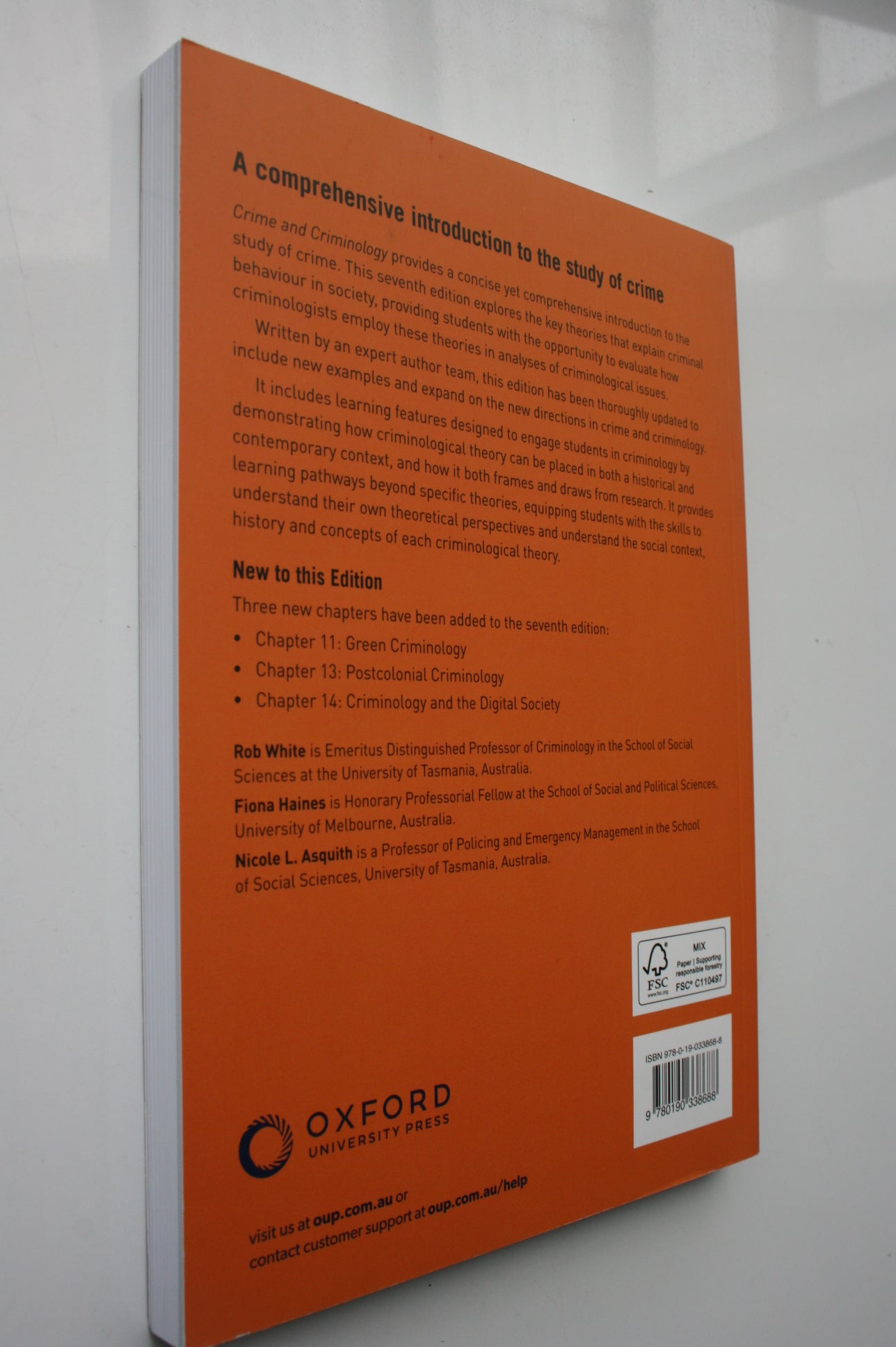 Crime & Criminology, 7th Edition by White, Haines, Asquith.