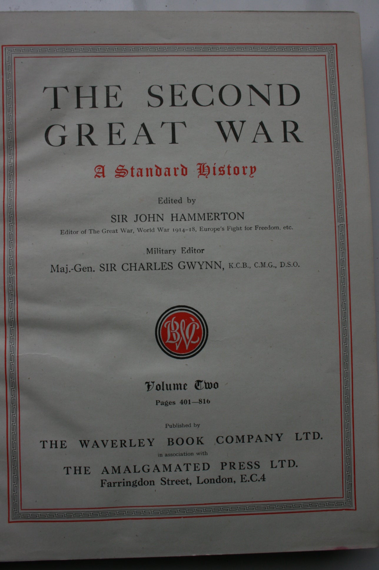 The Second Great War a Standard History 9 Volume Set. by Hammerton.