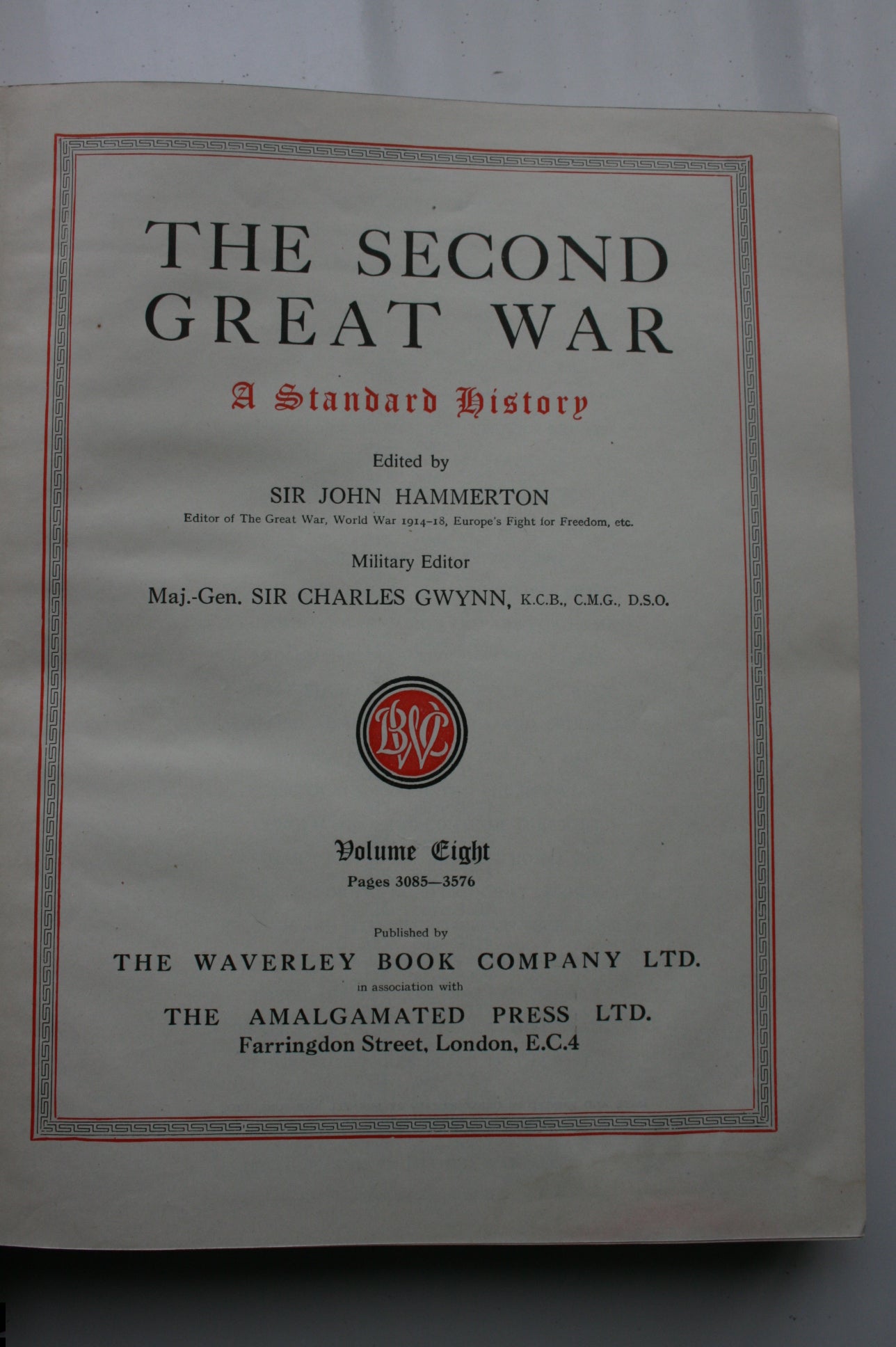 The Second Great War a Standard History 9 Volume Set. by Hammerton.