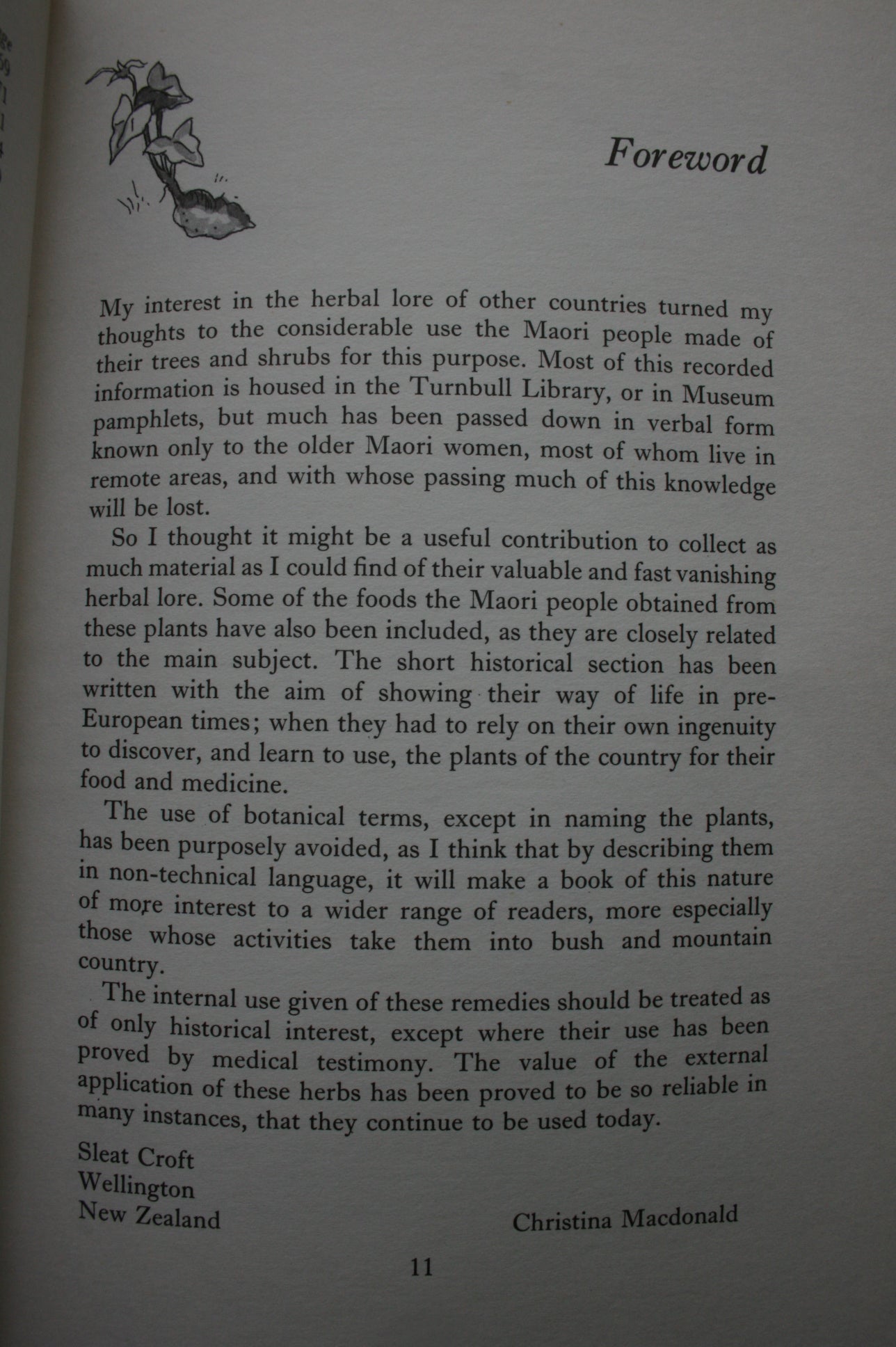 Medicines of the Maori From their Trees, Shrubs and other Plants, Together with Food from the Same Source. By Christina Macdonald.