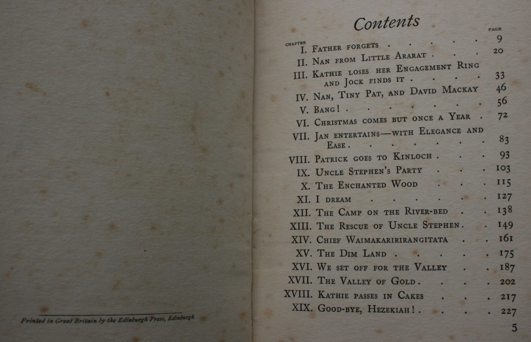 Uncles Three at Kamahi by Esther Glen. Illustrated by Percy Graves. 1926, first edition.