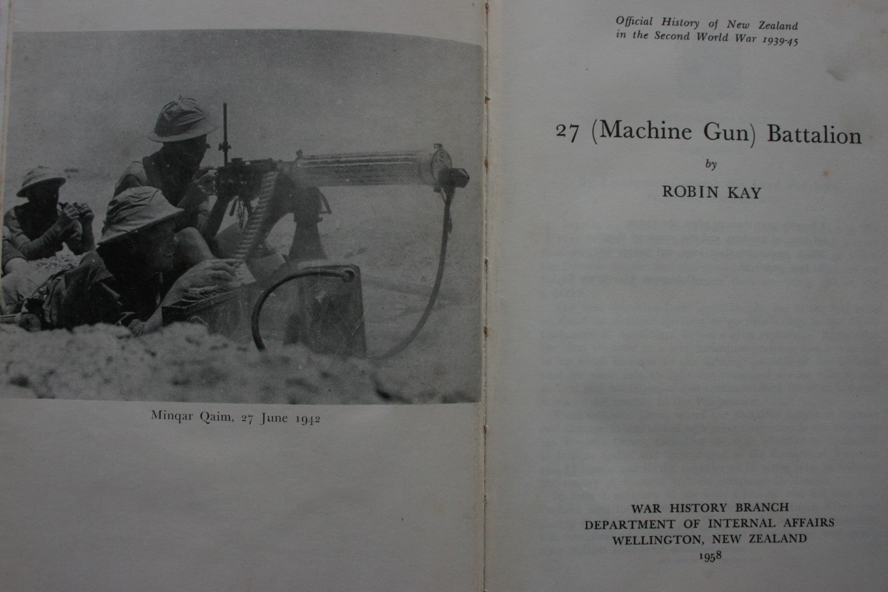 27 (Machine Gun) Battalion, Official History of New Zealand in the Second World War 1939-45. by Robin Kay.