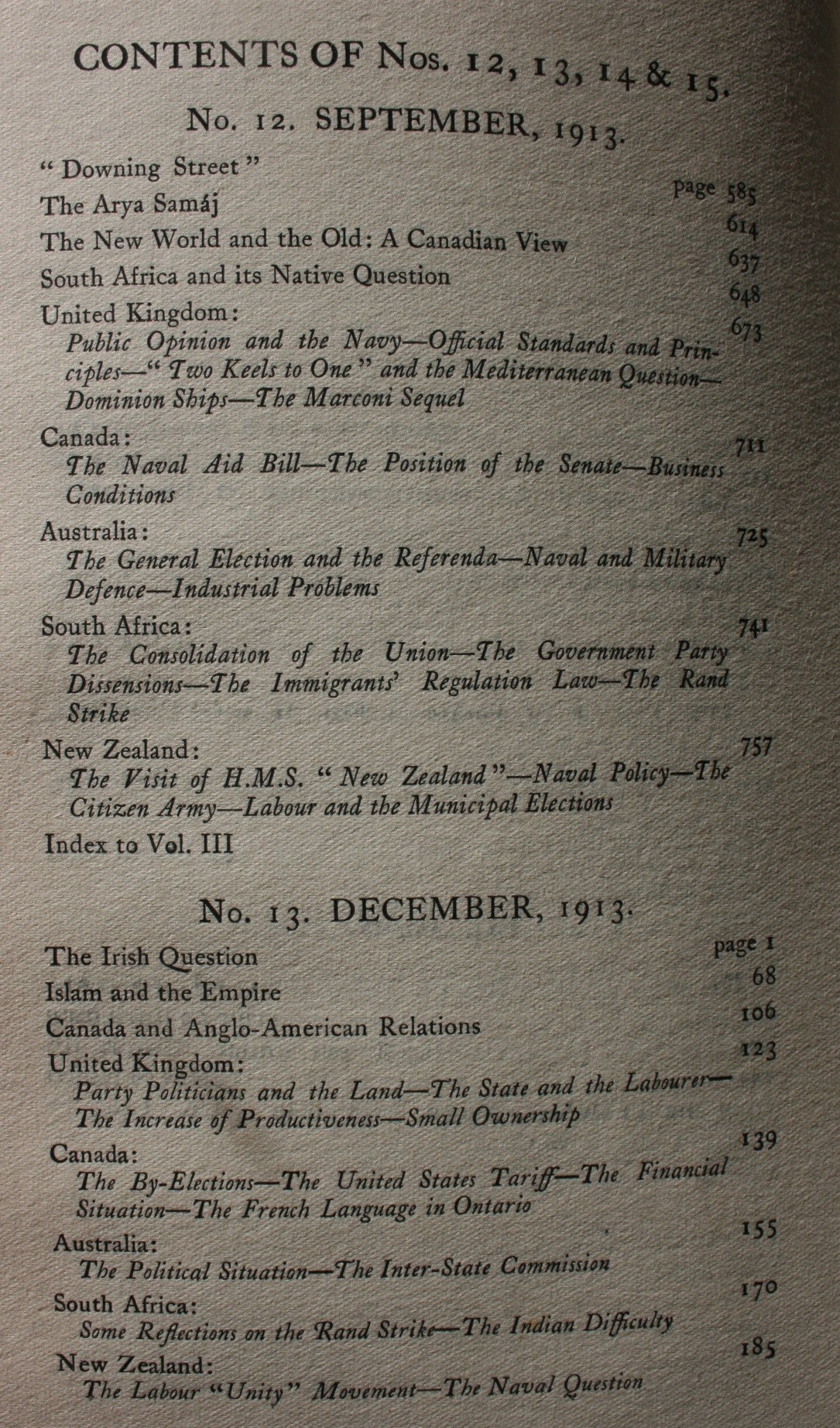 The Round Table. A Quarterly Review of the Politics of the British Empire. Special War Number. September, MCMXIV, No. 16.
