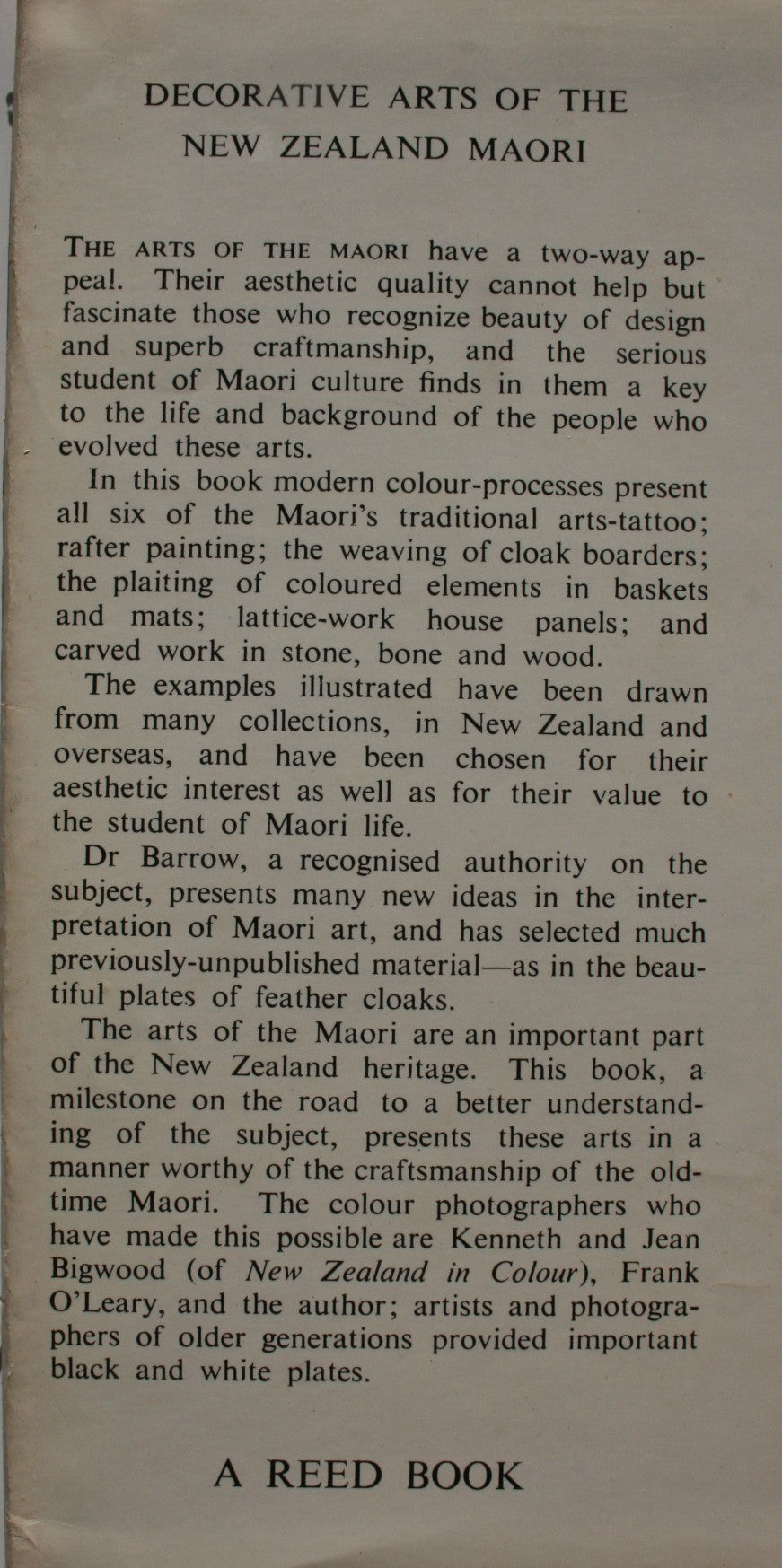 The Decorative Arts of the New Zealand Maori. By T. Barrow