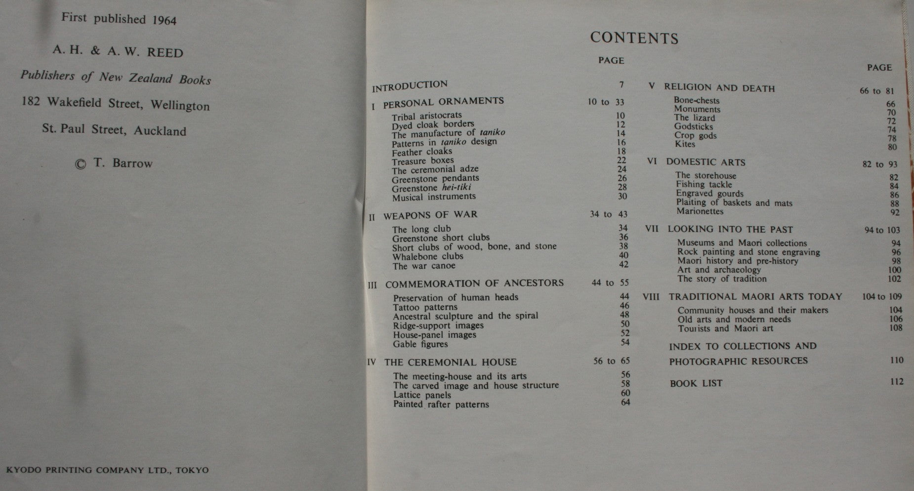 The Decorative Arts of the New Zealand Maori. By T. Barrow