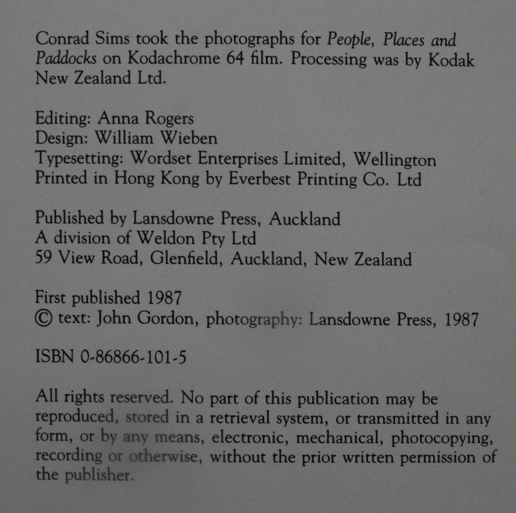 People, places &amp; paddocks. by Gordon, John; Conrad Sims (photographs)