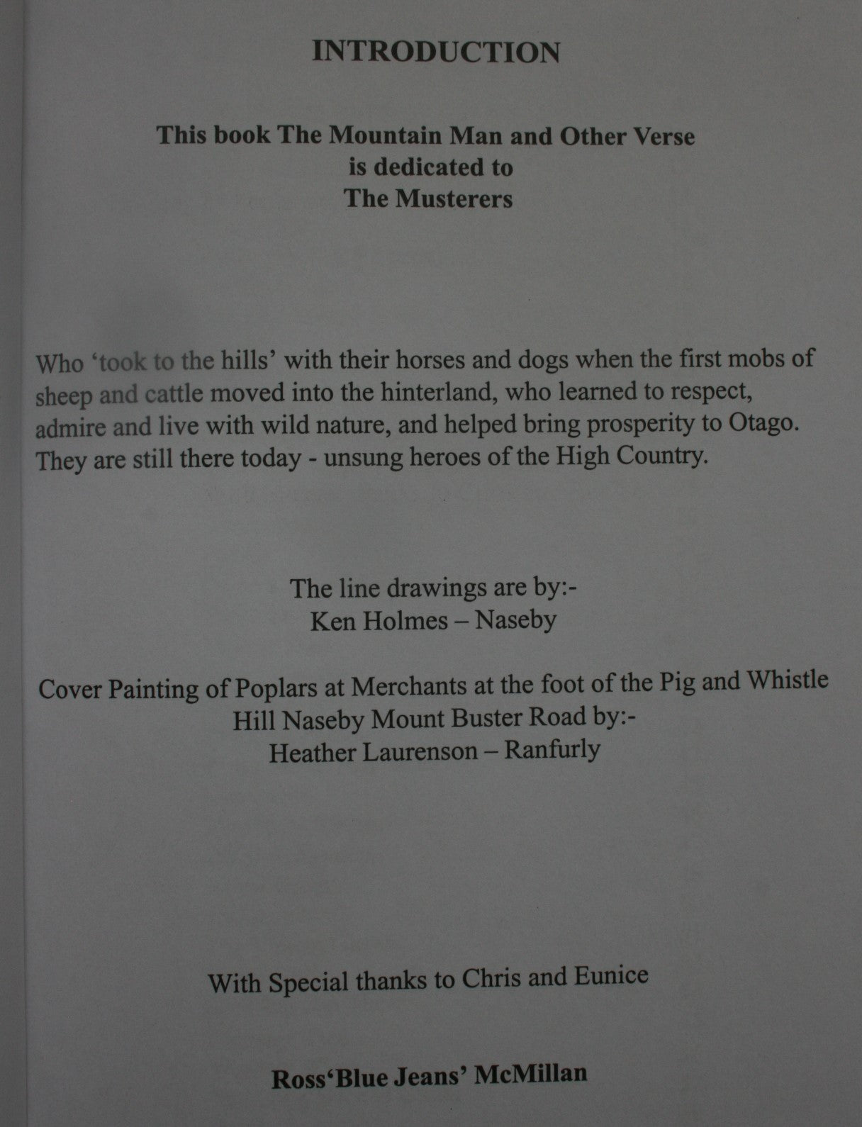 The Mountain Man and Other Verse- Poetry. SIGNED By Blue Jeans- Ross McMillan