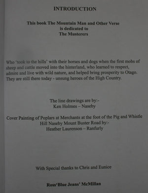 The Mountain Man and Other Verse- Poetry. SIGNED By Blue Jeans- Ross McMillan