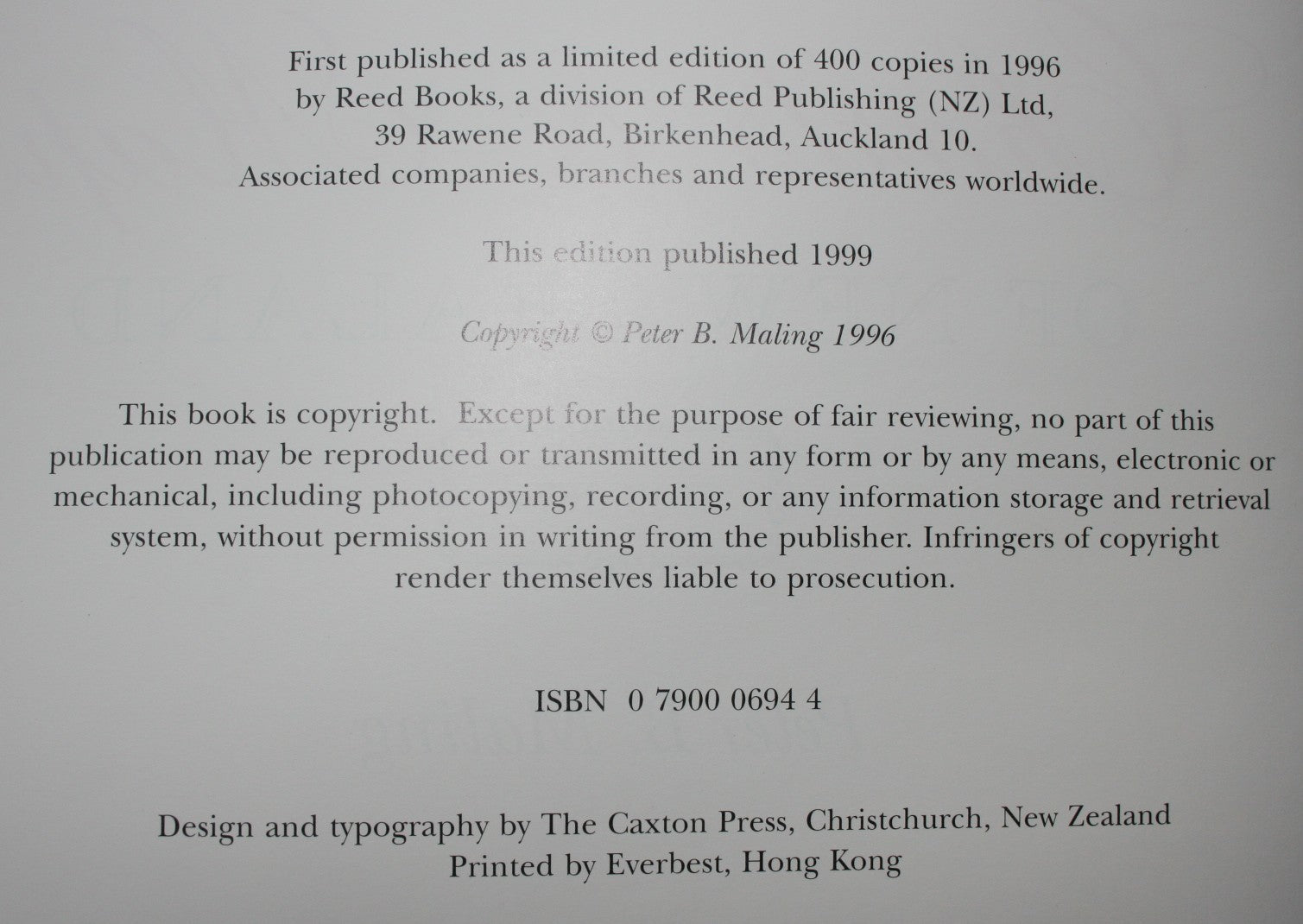 Historic Charts & Maps of New Zealand, 1642-1875 BY Peter Bromley Maling.