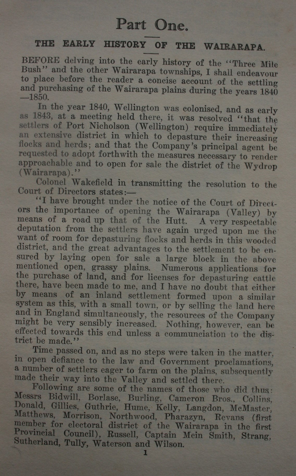 Three Mile Bush : an early history of the Wairarapa and settlements from 1840 to time of settlement, and Carterton from 1857 to date, etc. etc. BY Warwick Lawrence.