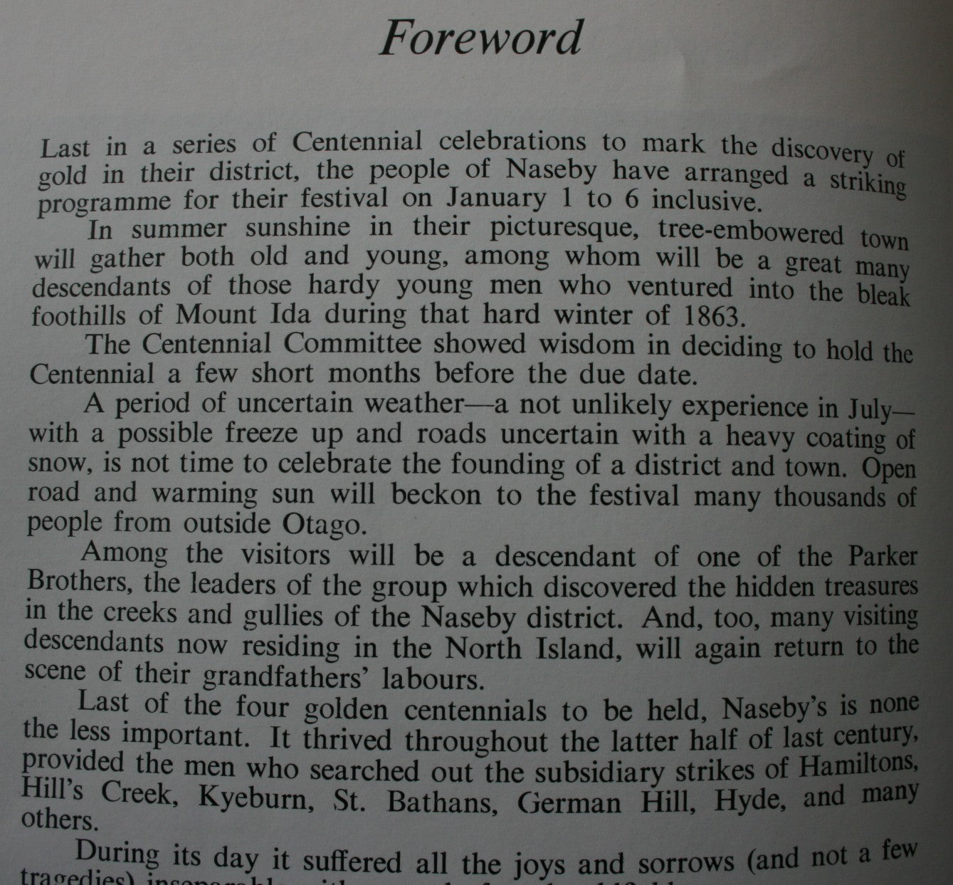 The Naseby & Mount Ida Goldfields Centennial, 1863-1963 by H A Glasson.