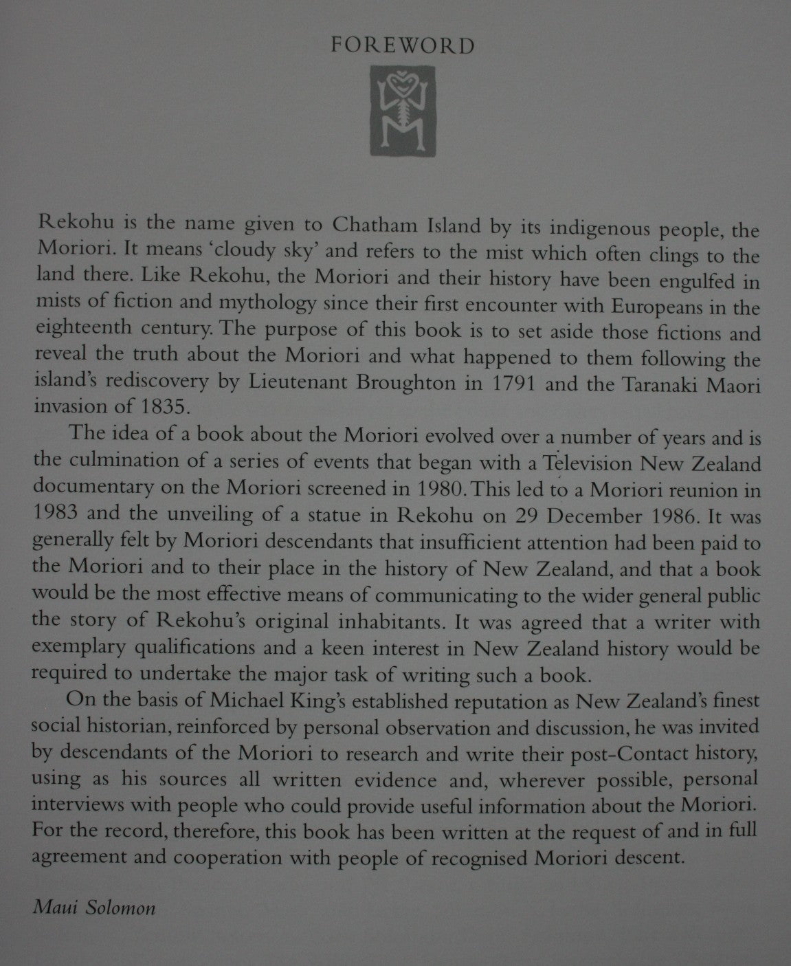 Moriori A People Rediscovered. REVISED EDITION. By Michael King