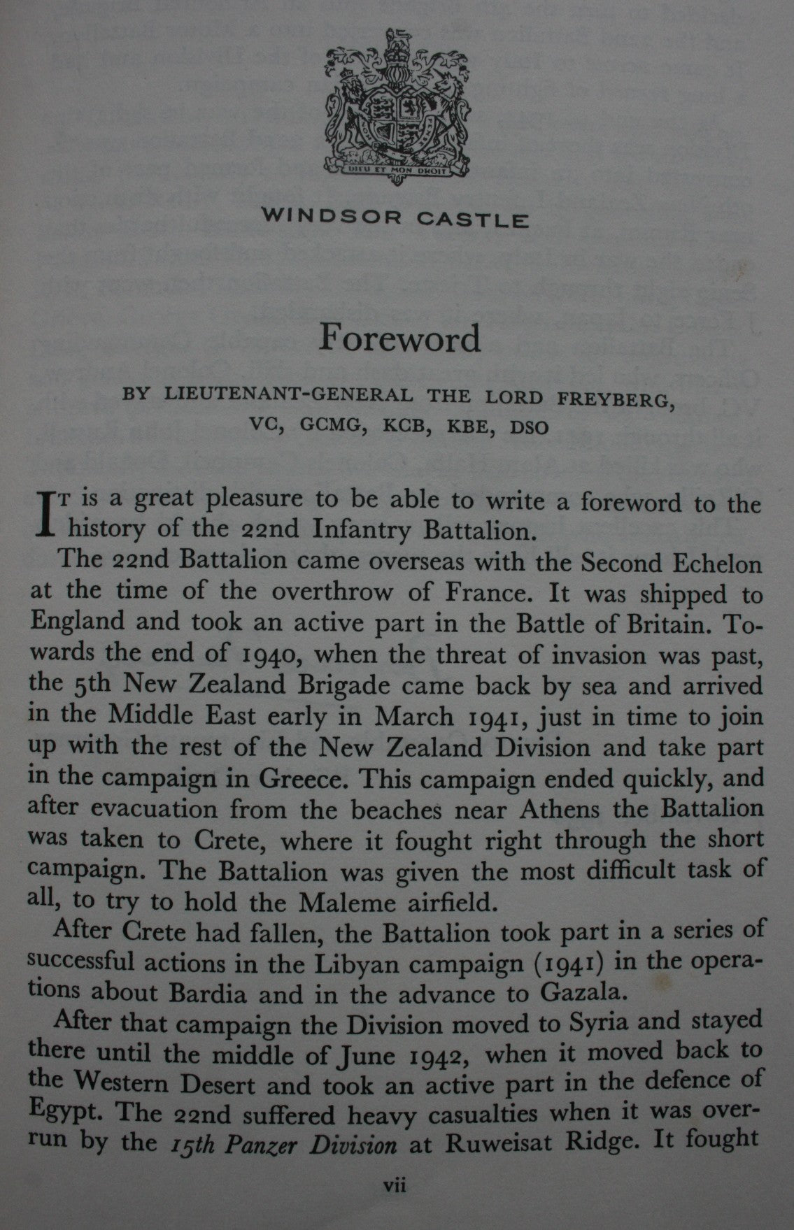 22 Battalion: Official History of New Zealand in the Second World War 1939-45 by Jim Henderson