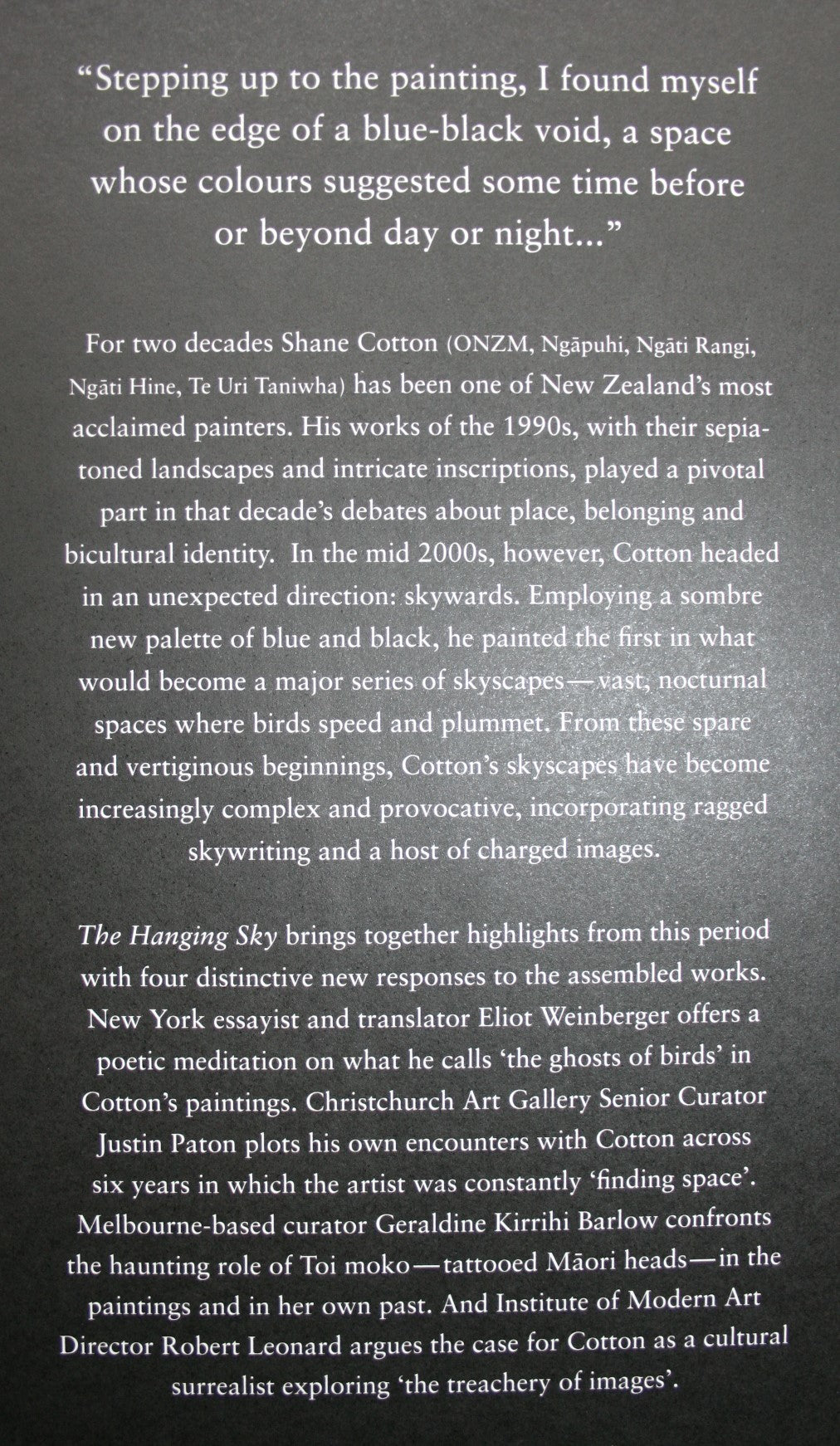 Shane Cotton: The Hanging Sky. Publisher: Christchurch Art in association with Institute of Modern Art , 2013, First Edition.