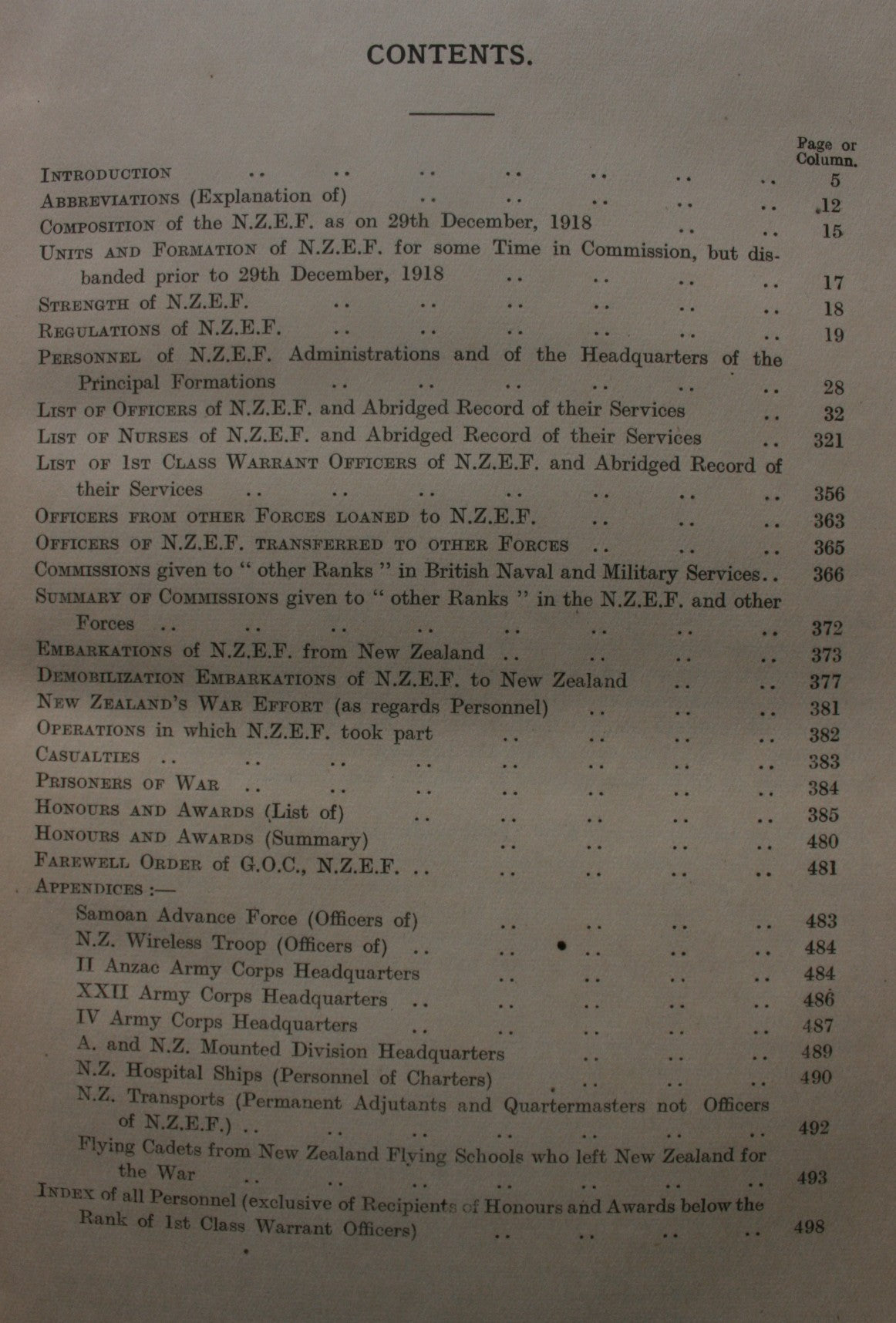 New Zealand Expeditionary Force: Record of Personal Services During the War of Officers, Nurses, and First-Class Warrant Officers, and other facts relating to the N.Z.E.F. : unofficial but based on official records / compiled by Lt.Col John Studholme.