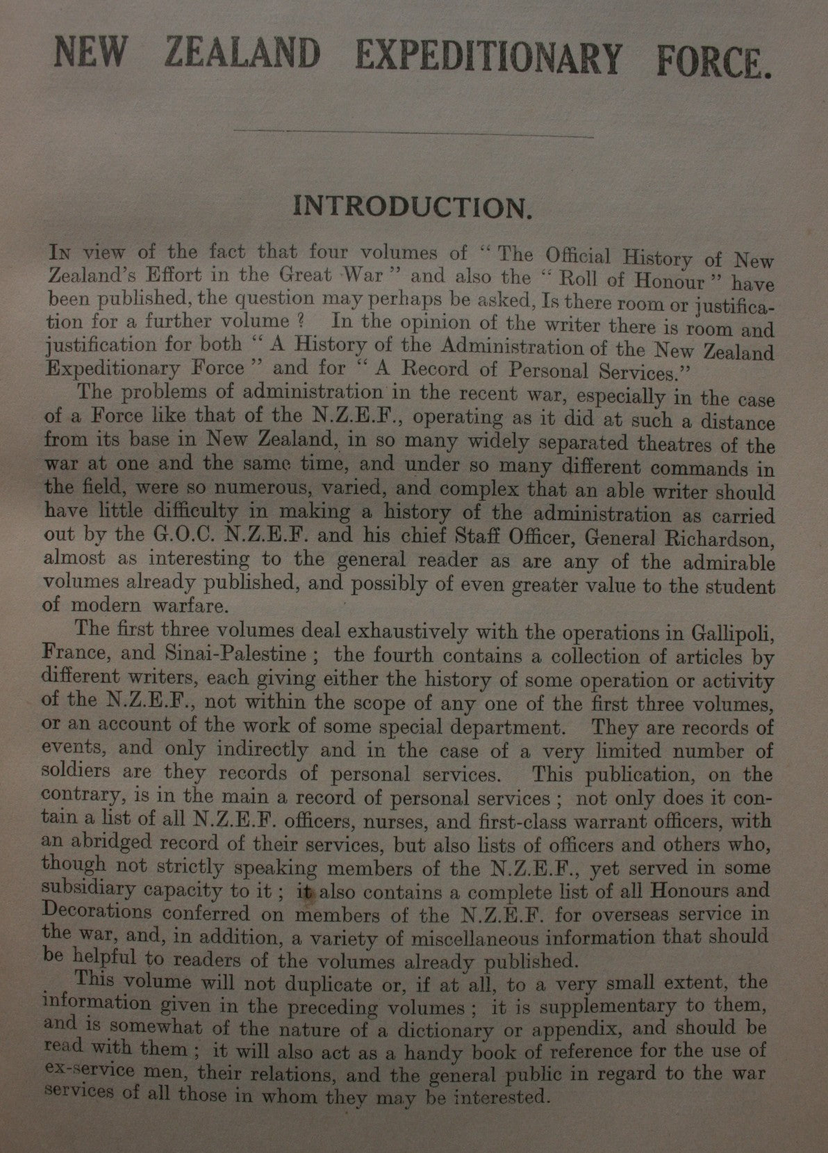 New Zealand Expeditionary Force: Record of Personal Services During the War of Officers, Nurses, and First-Class Warrant Officers, and other facts relating to the N.Z.E.F. : unofficial but based on official records / compiled by Lt.Col John Studholme.