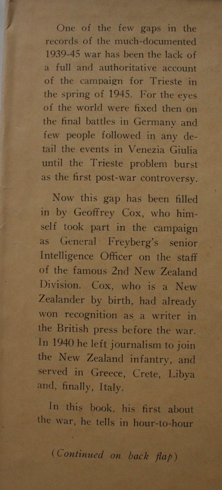 The Road To Trieste by Geoffrey Cox.  1947, First Edition.