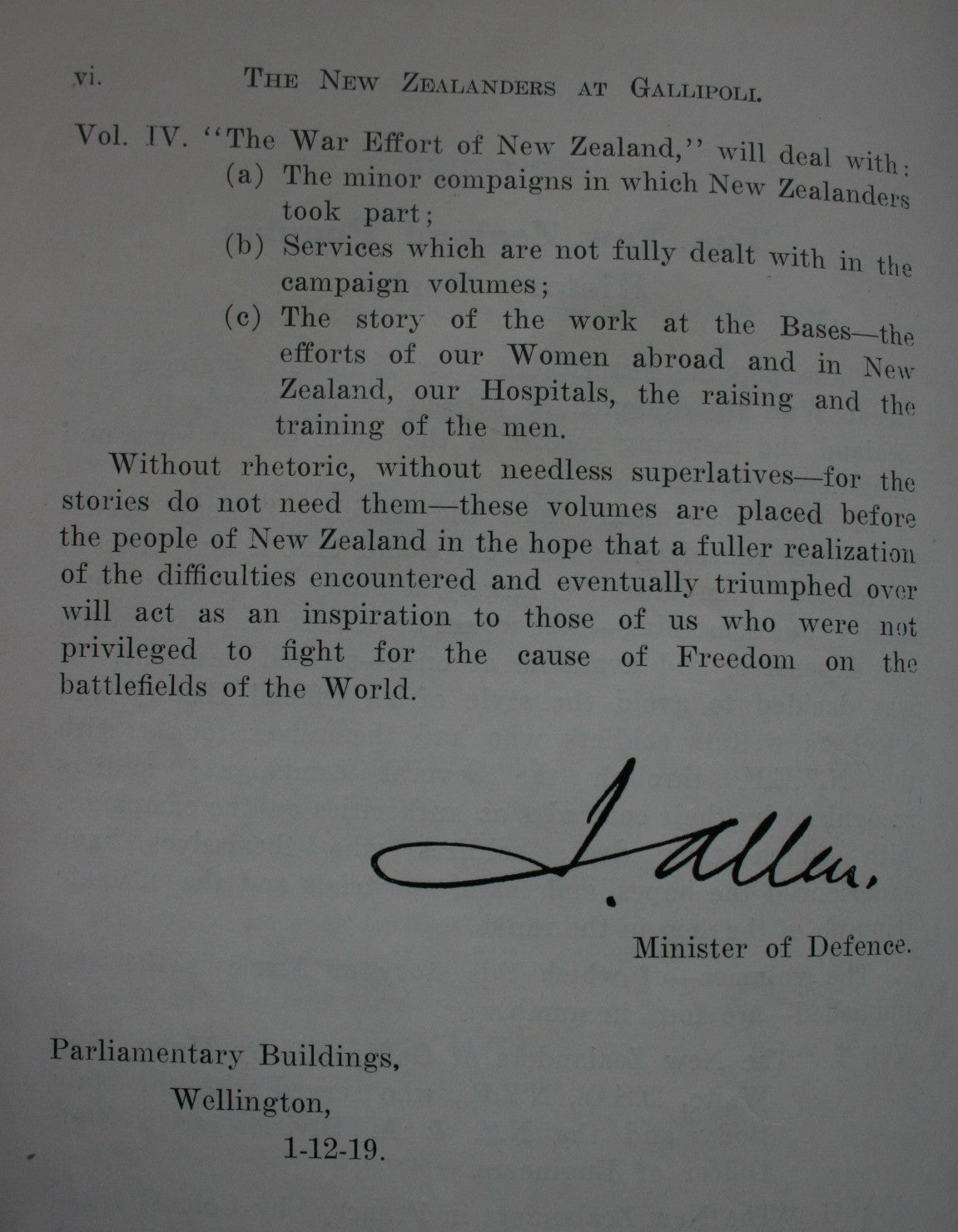 New Zealanders at Gallipoli. FIRST EDITION 1919. By Major Fred Waite