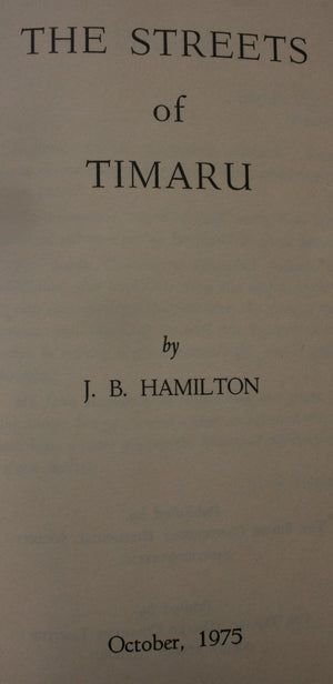 The Streets of Timaru by J B Hamilton.