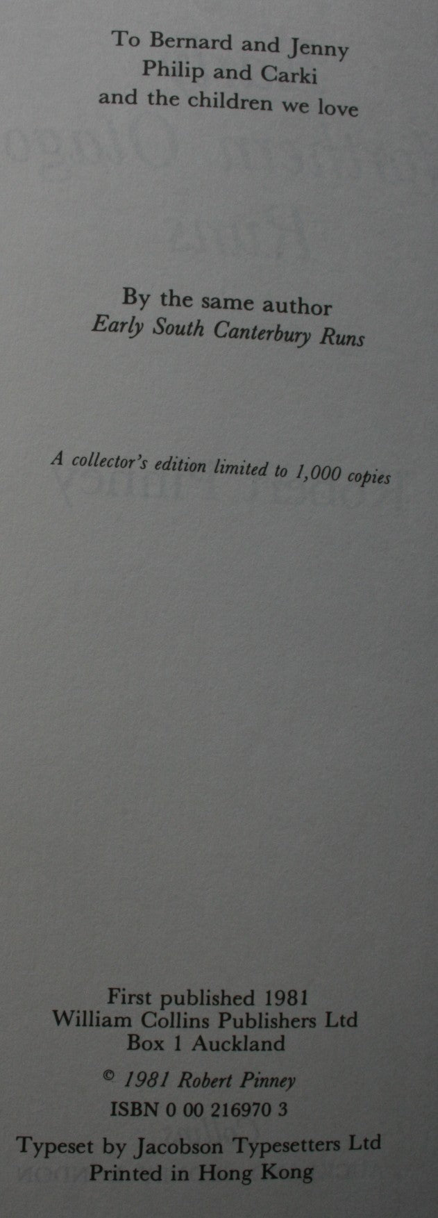 Early Northern Otago Runs. LIMITED EDITION. By Robert Pinney