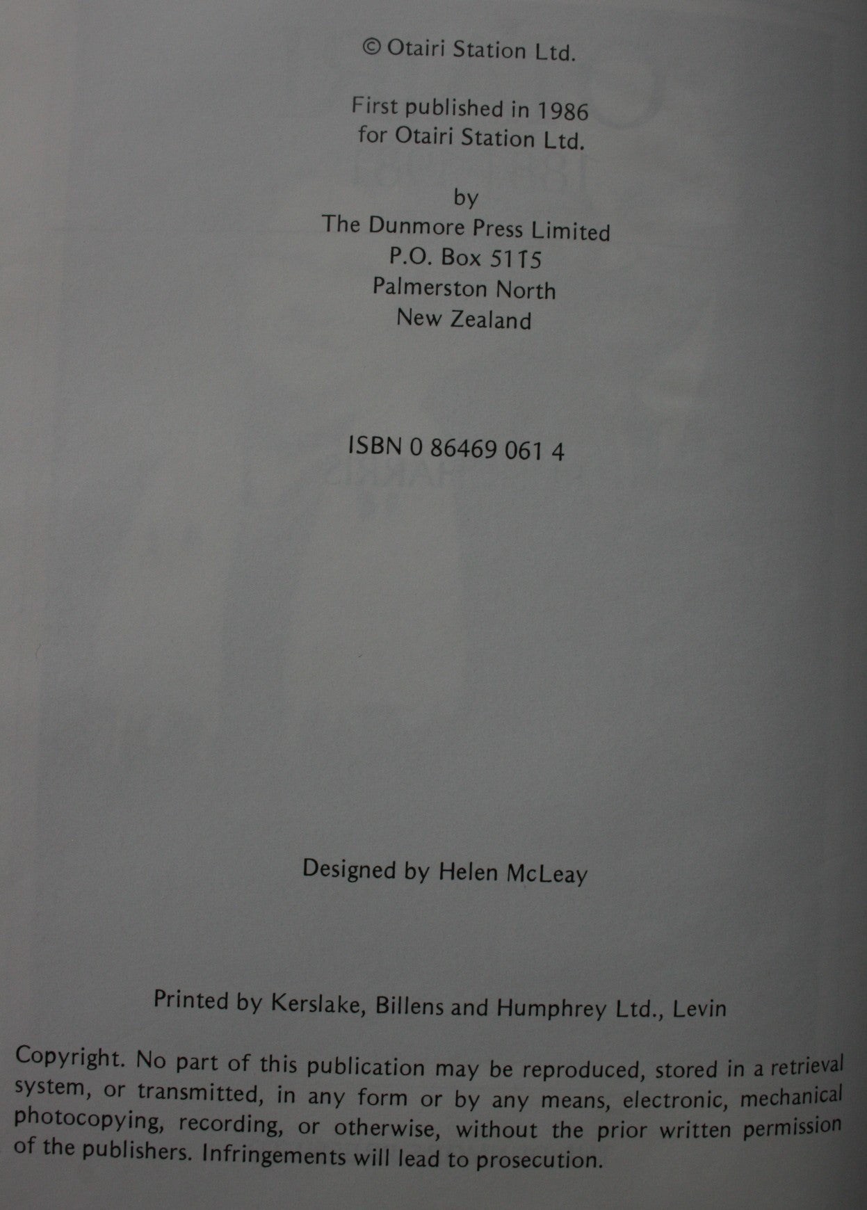 Otairi 1881-1981. FIRST EDITION. By Rusk Harris.