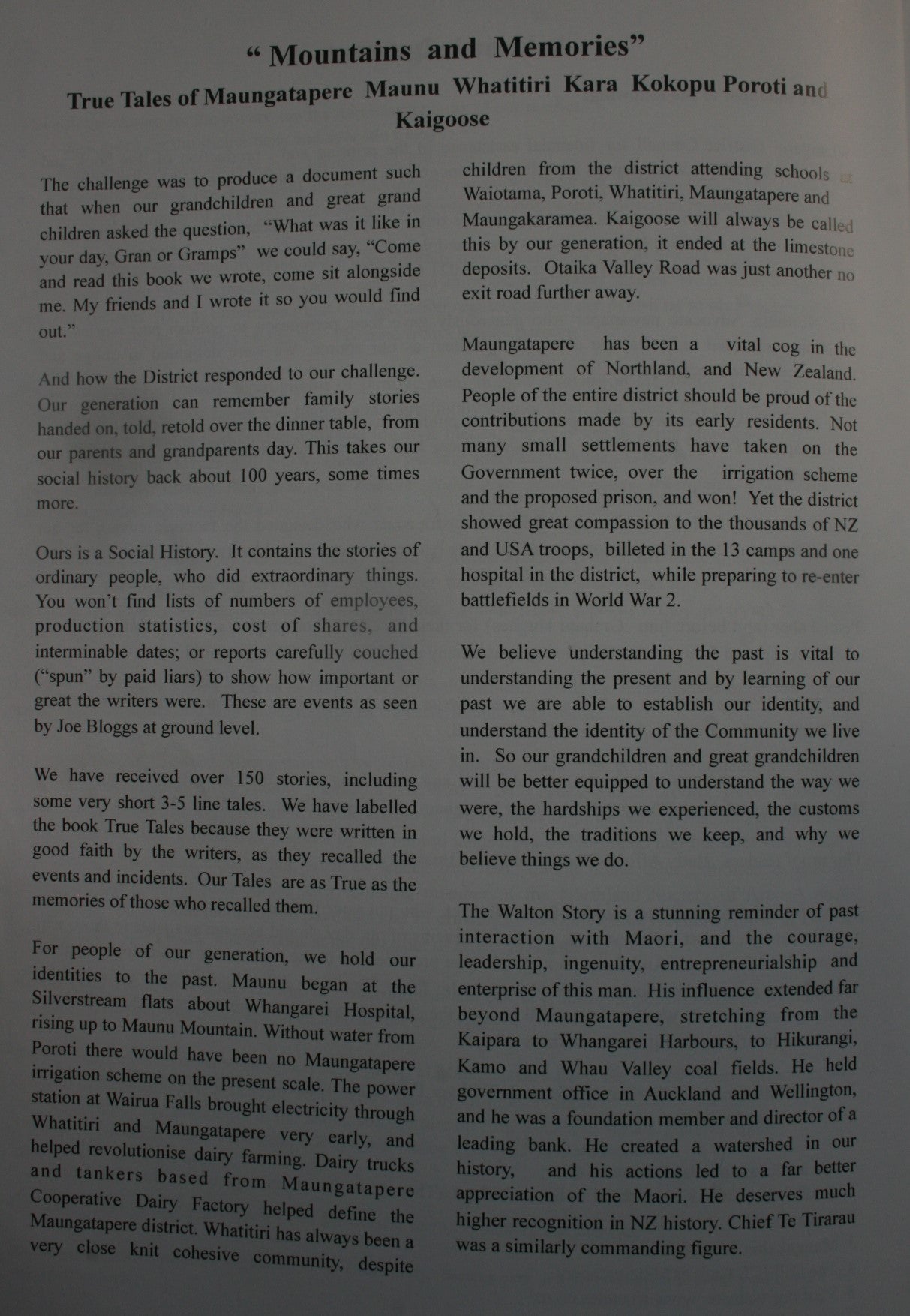 True Tales of Mountains and Memories: Maungatapere, Maunu, Whatitiri, Kara, Kokopu, Poroti, Kaigoose by Mac Stevenson (Editor).