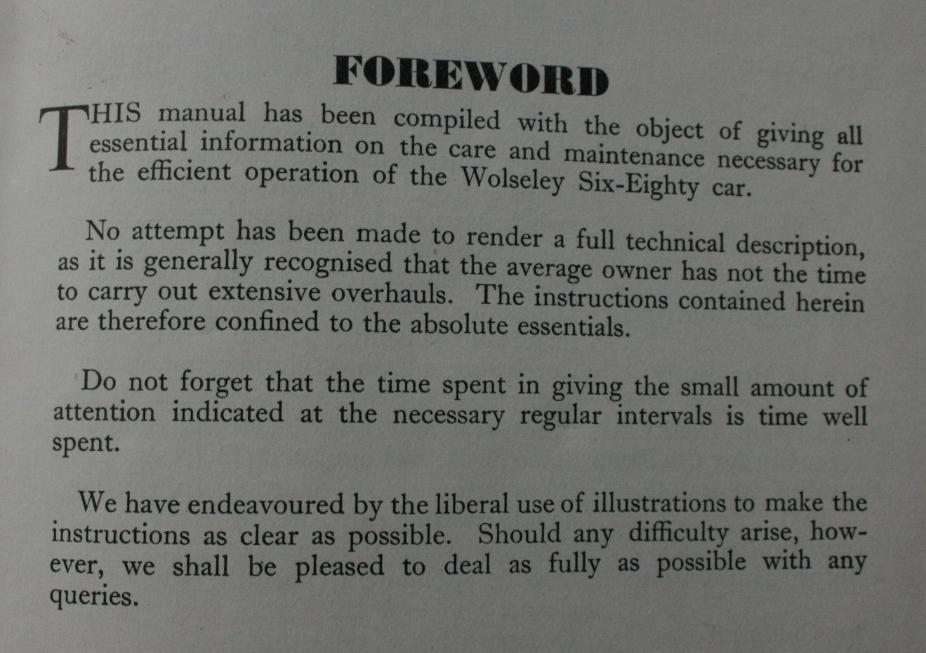 The Wolseley Six-Eighty Instruction Manual.