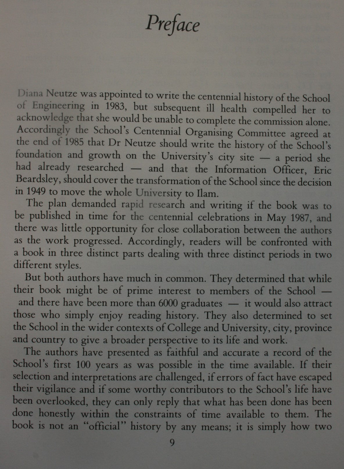 Design for a Century. A History of the School of Engineering, University of Canterbury 1887-1987 by Diana Neutze &amp; Eric Beardsley.