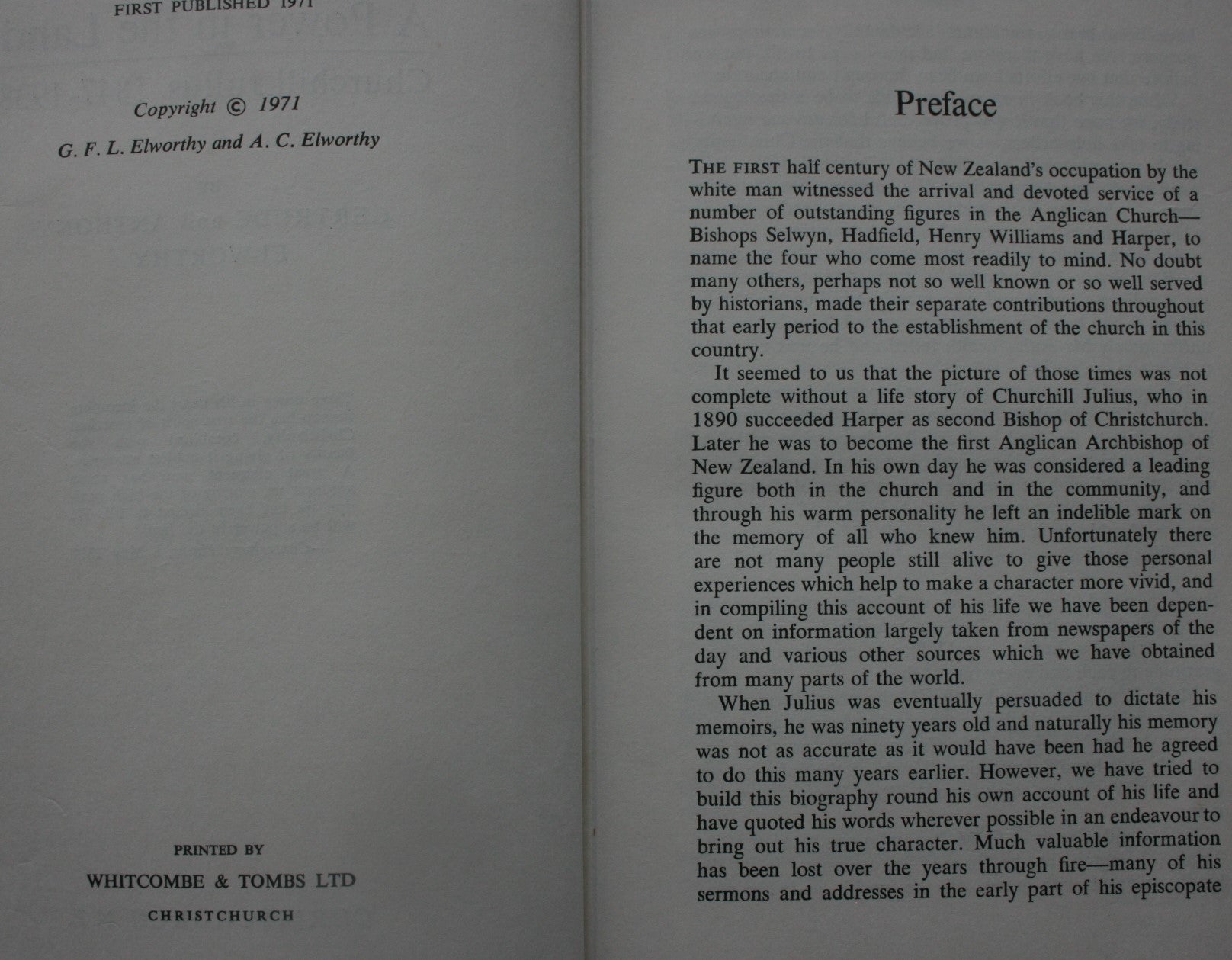 A Power in the Land - Churchill Julius 1847-1938 by Gertrude &amp; Anthony Elworthy.