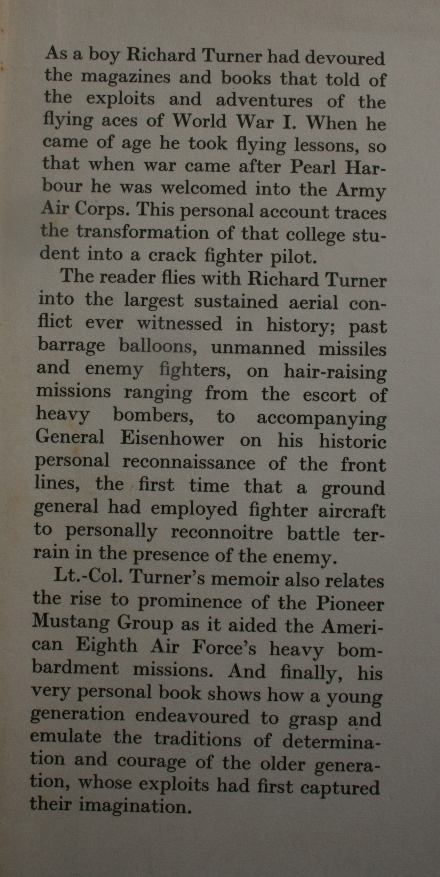 Mustang Pilot by Lt. Col. Richard Turner. 1970, First Edition.