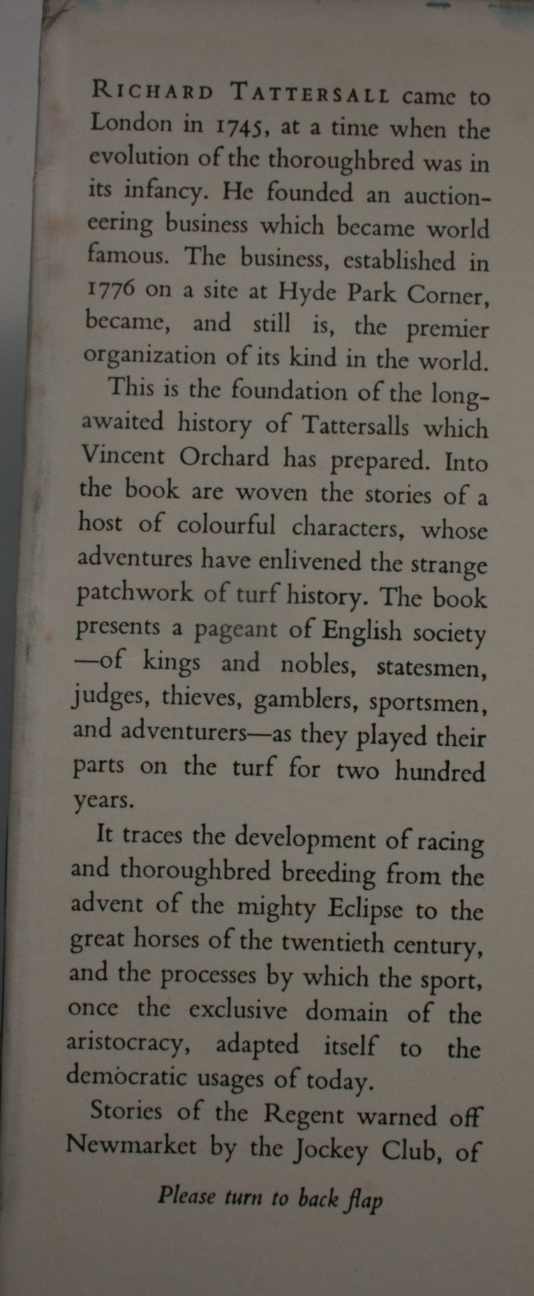 Tattersalls. Two Hundred Years of Sporting History. By Vincent Orchard