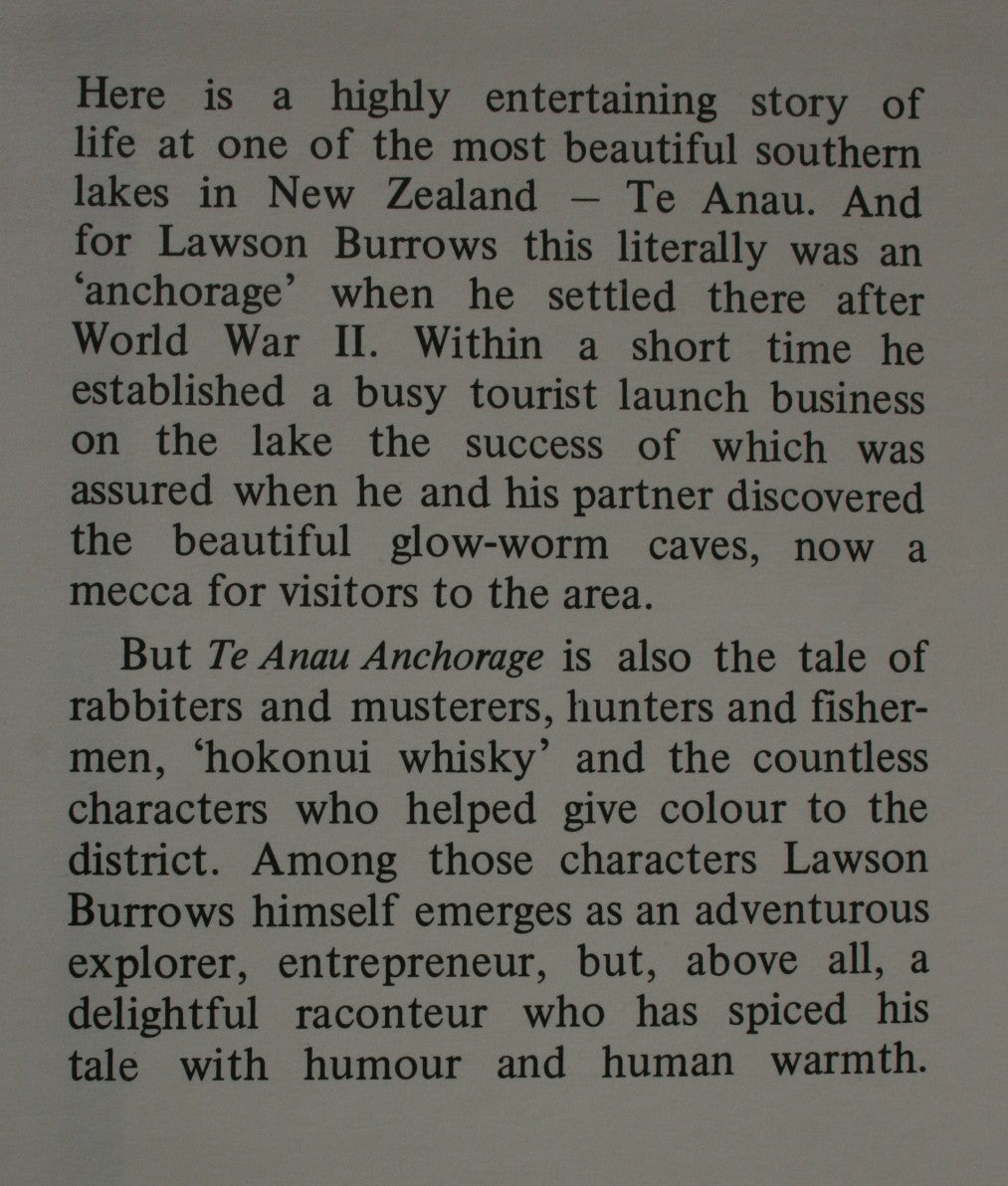 Te Anau Anchorage. LAWSON BURROWS. Hardback first edition