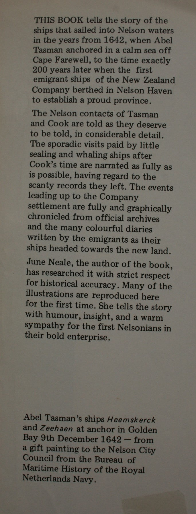 Landfall Nelson By Sailing Ship 1642 - 1842 By June E Neale. SIGNED BY AUTHOR