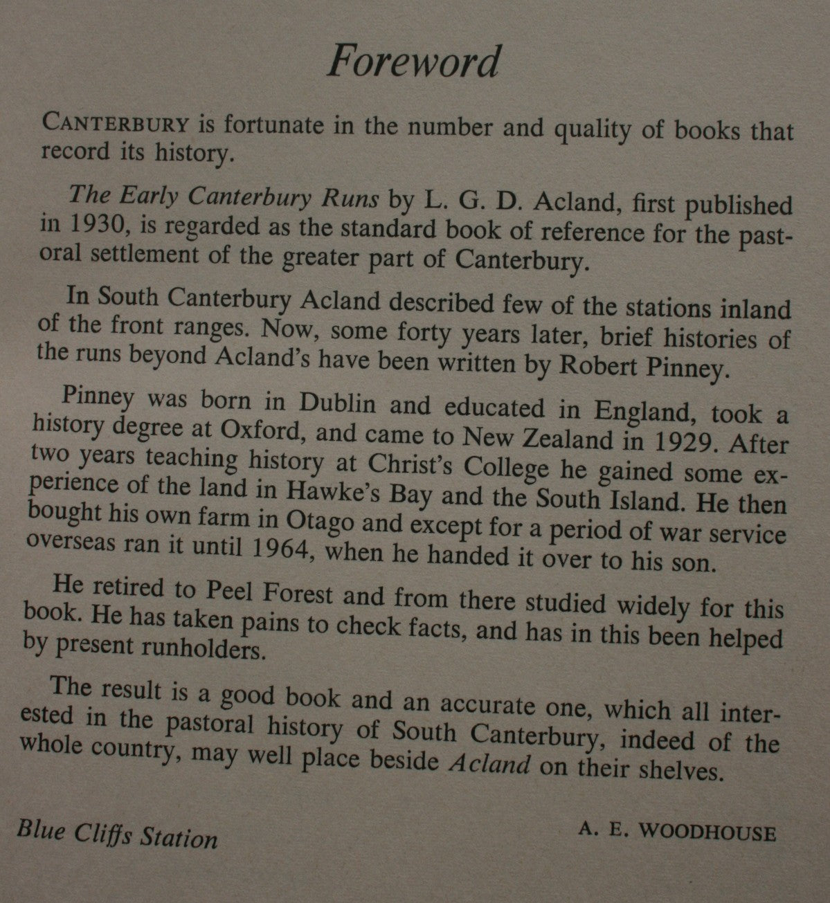 Early South Canterbury Runs. FIRST EDITION. by Robert Pinney.