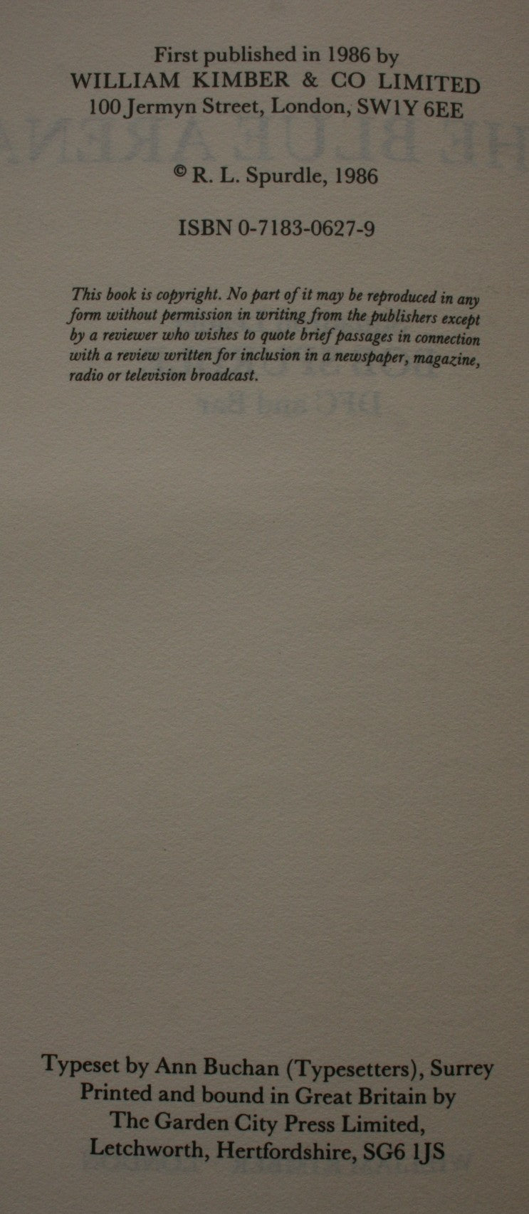 The Blue Arena. FIRST EDITION 1986. By Bob Spurdle.