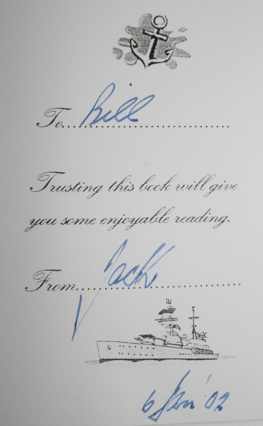 The Birth and Growth of ­the Royal New Zealand Navy By Jack S. Harker. SIGNED BY AUTHOR, plus SIGNED letter and signed bookplate. VERY RARE.