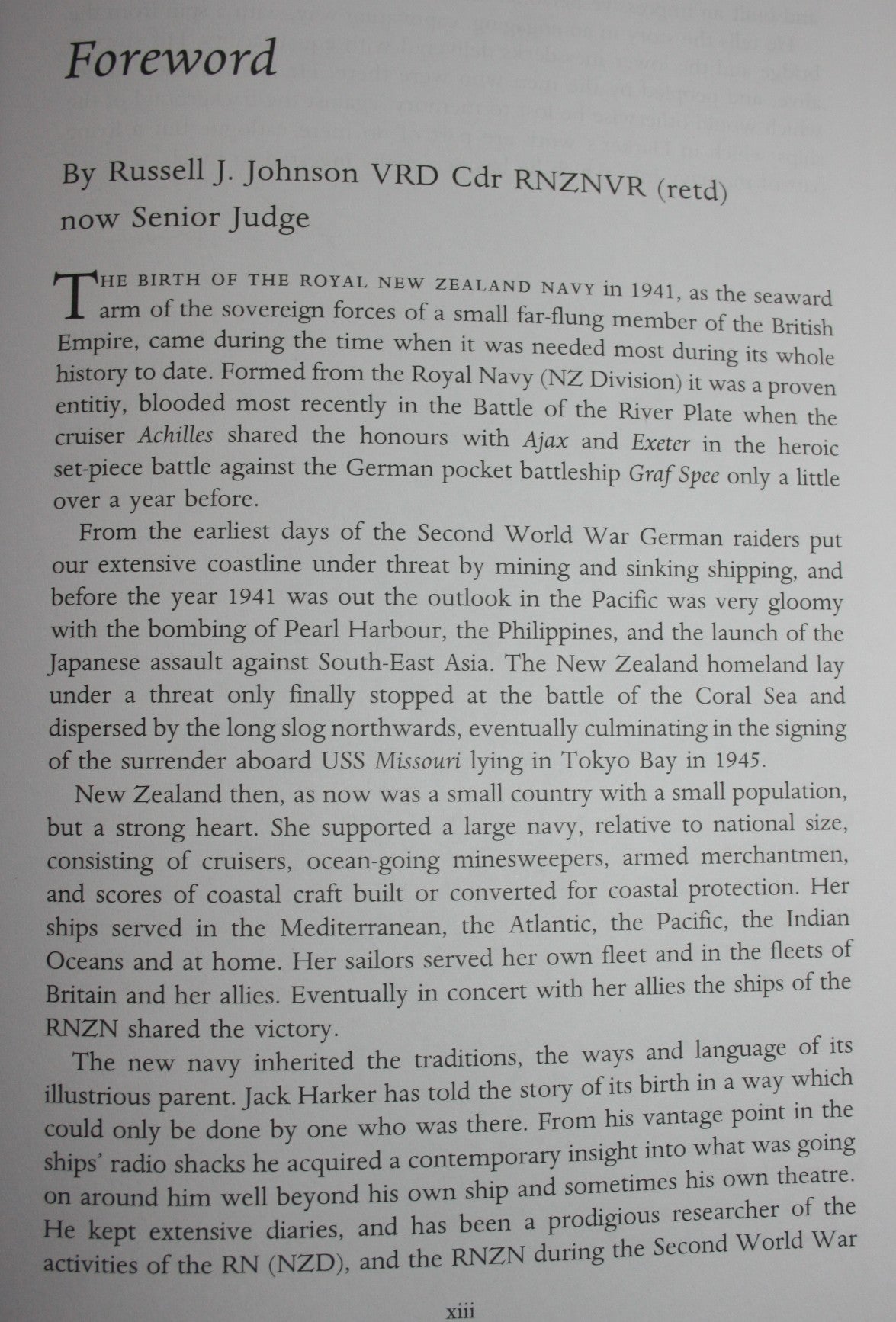 The Birth and Growth of ­the Royal New Zealand Navy By Jack S. Harker. SIGNED BY AUTHOR, plus SIGNED letter and signed bookplate. VERY RARE.