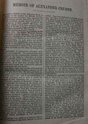 Cruden's Complete Concordance to the Holy Scriptures Old and New Testaments, with Life of the Author. 1909