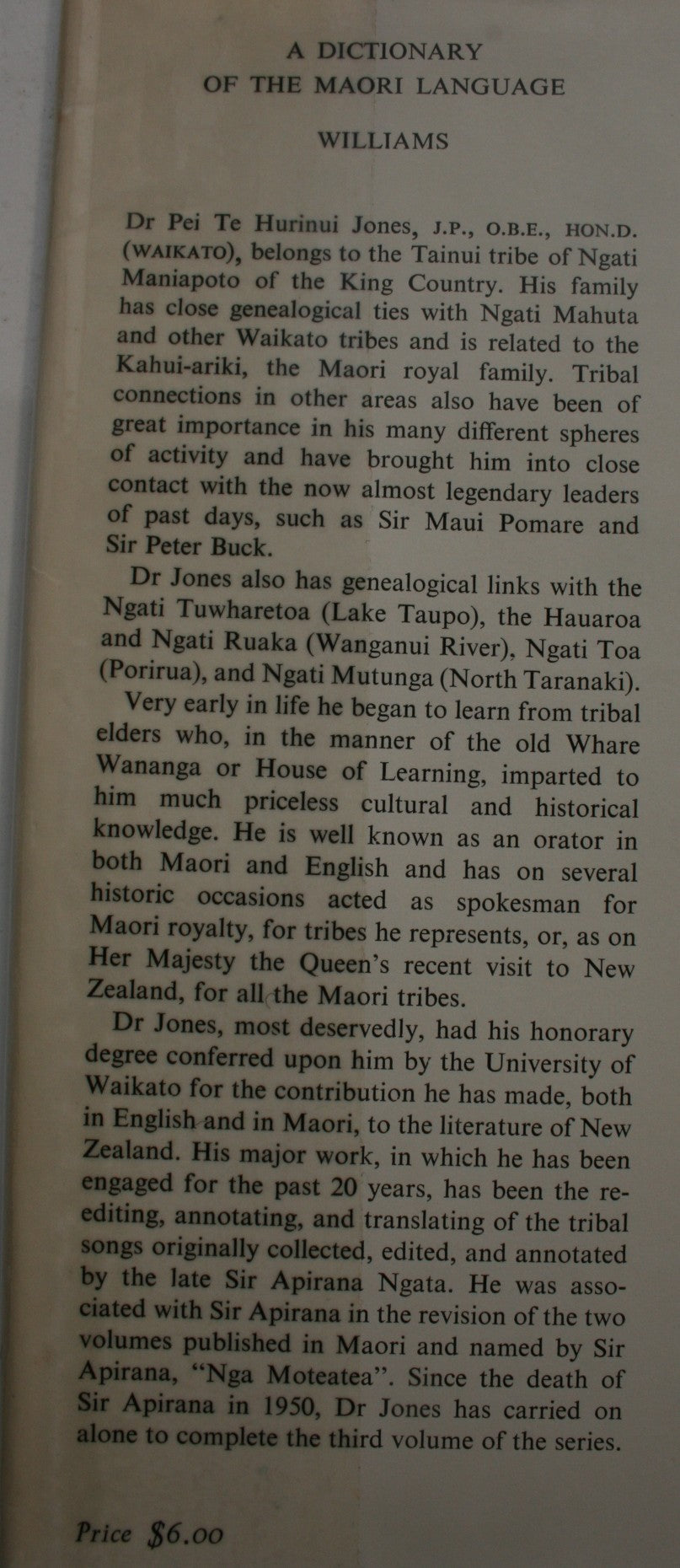 A Dictionary of the Maori Language. By Herbert W. William