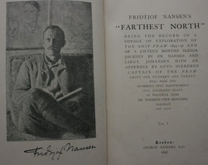 Fridtjof Nansen's 'Farthest North': Being the Record of a Voyage of Exploration of the Ship Fram 1893-96 and of a Fifteen Months' Sleigh Journey. 1898.