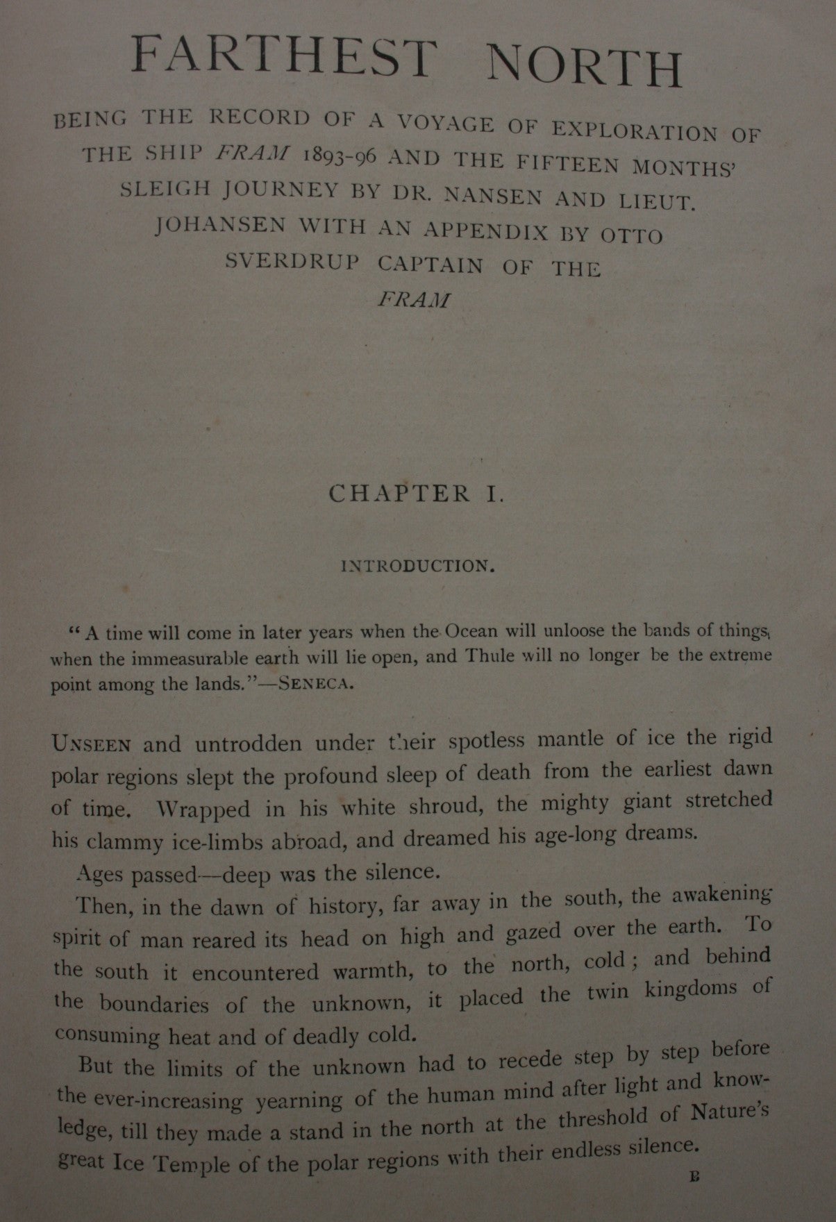 Fridtjof Nansen's 'Farthest North': Being the Record of a Voyage of Exploration of the Ship Fram 1893-96 and of a Fifteen Months' Sleigh Journey. 1898.