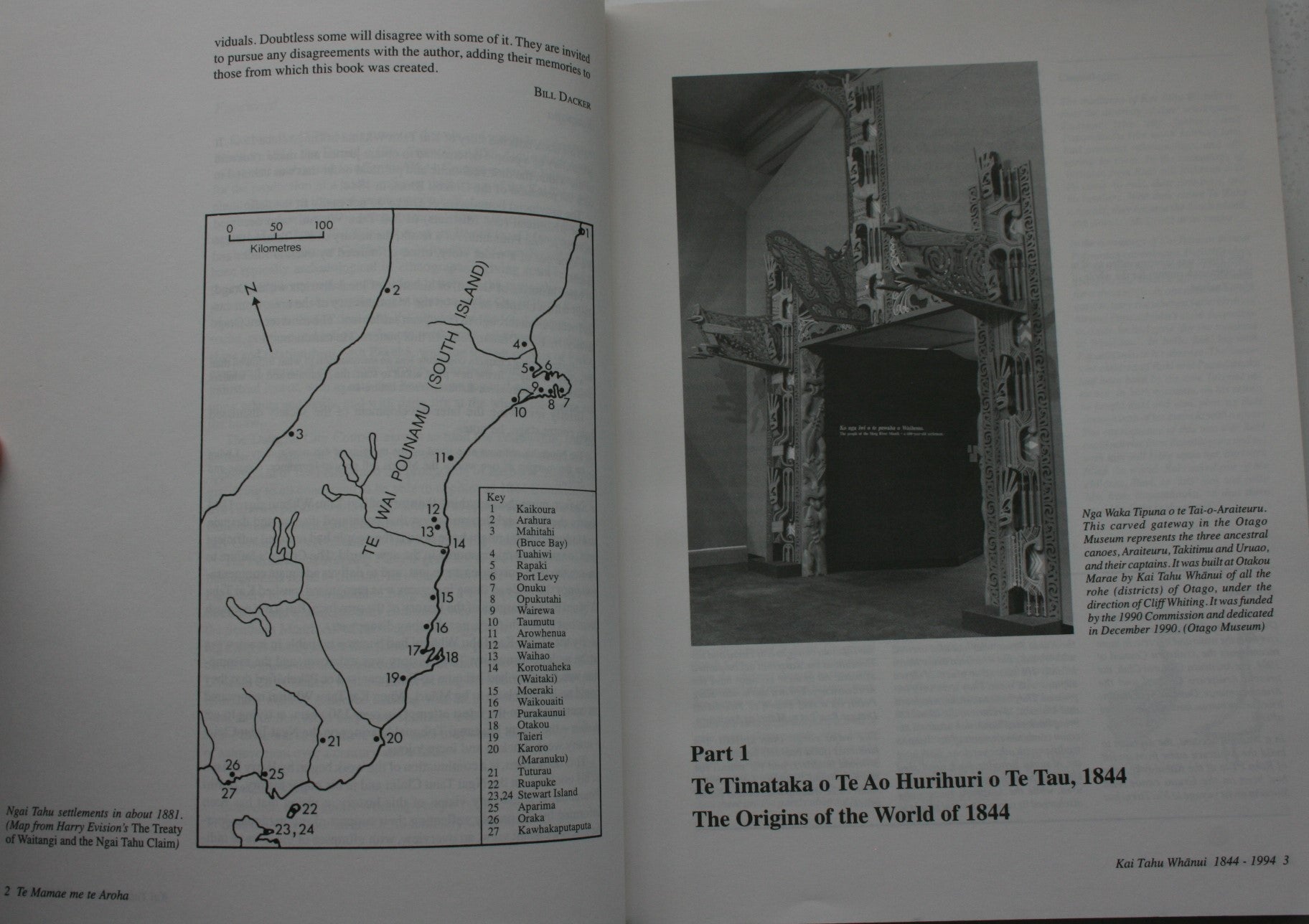 Te Mamae me te Aroha The Pain and the Love. A History of Kai Tahu Whanui in Otago, 1844-1994 By Bill Dacker.