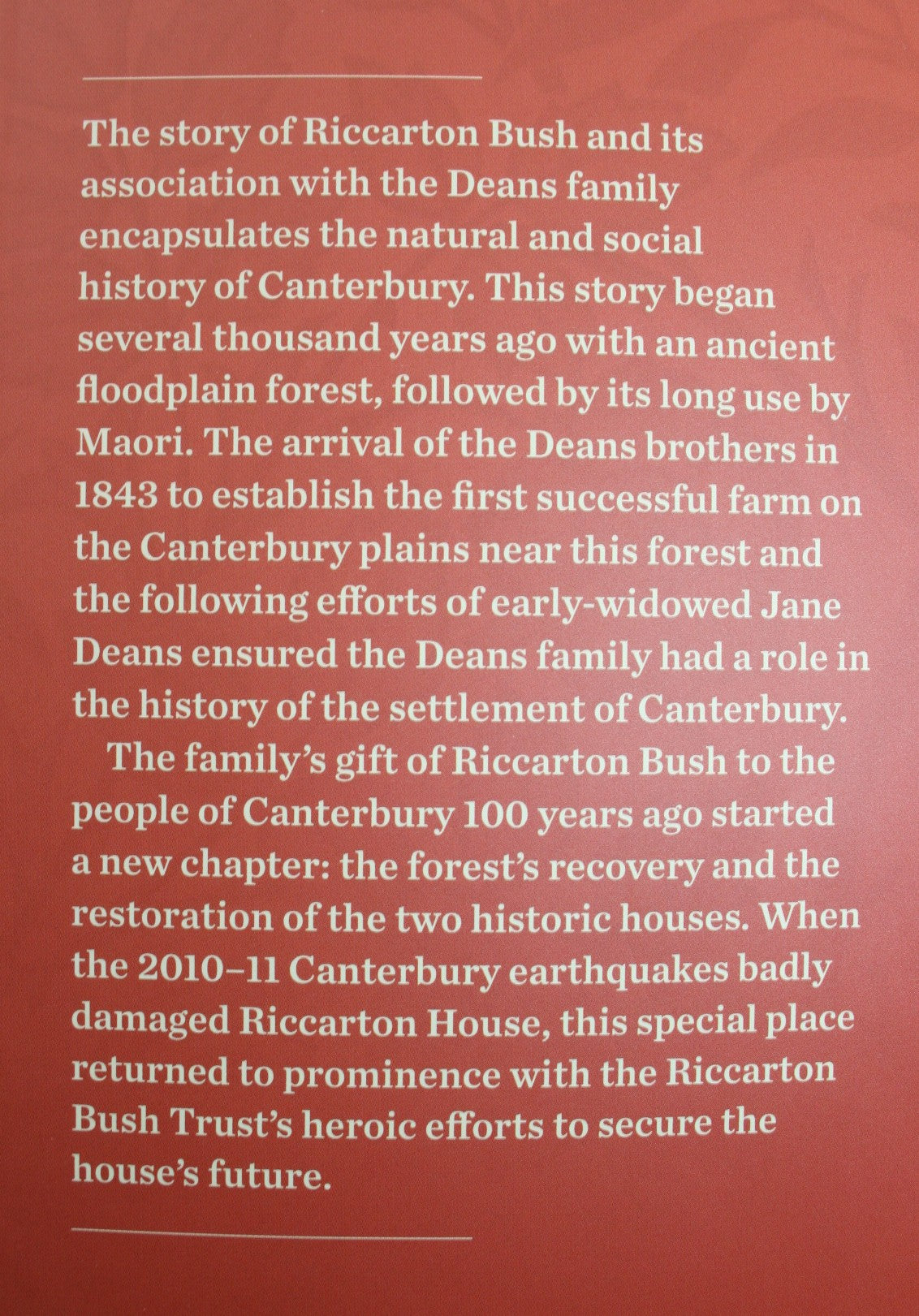 Riccarton and the Deans ­Family History and Heritage By Joanna Orwin.