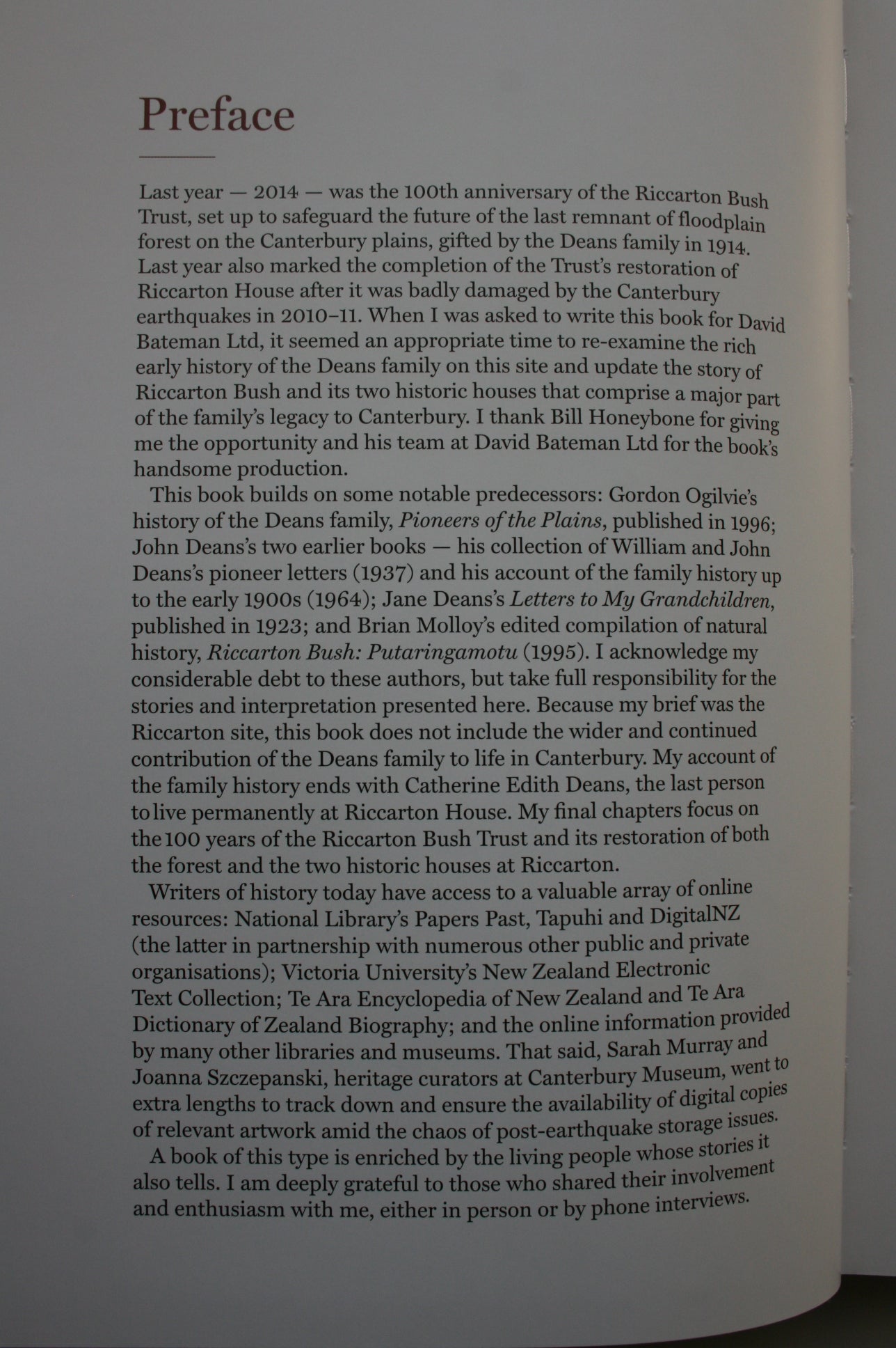 Riccarton and the Deans ­Family History and Heritage By Joanna Orwin.
